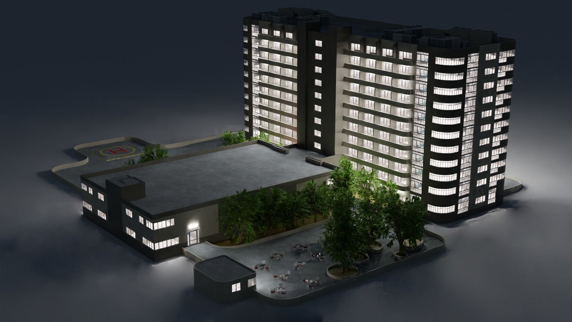 hospital building with interior  3D model_4