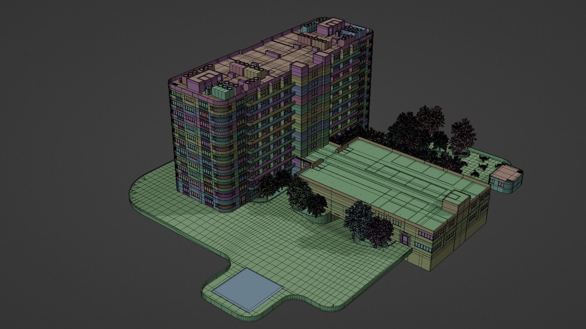 hospital building with interior  3D model_17