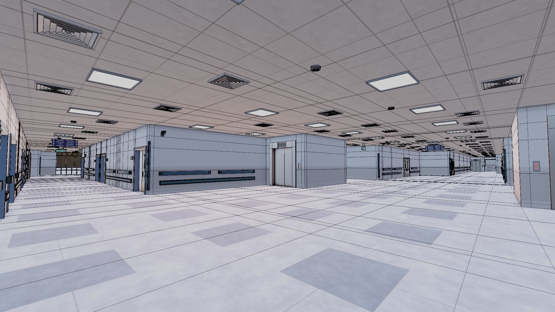 hospital building with interior  3D model_28
