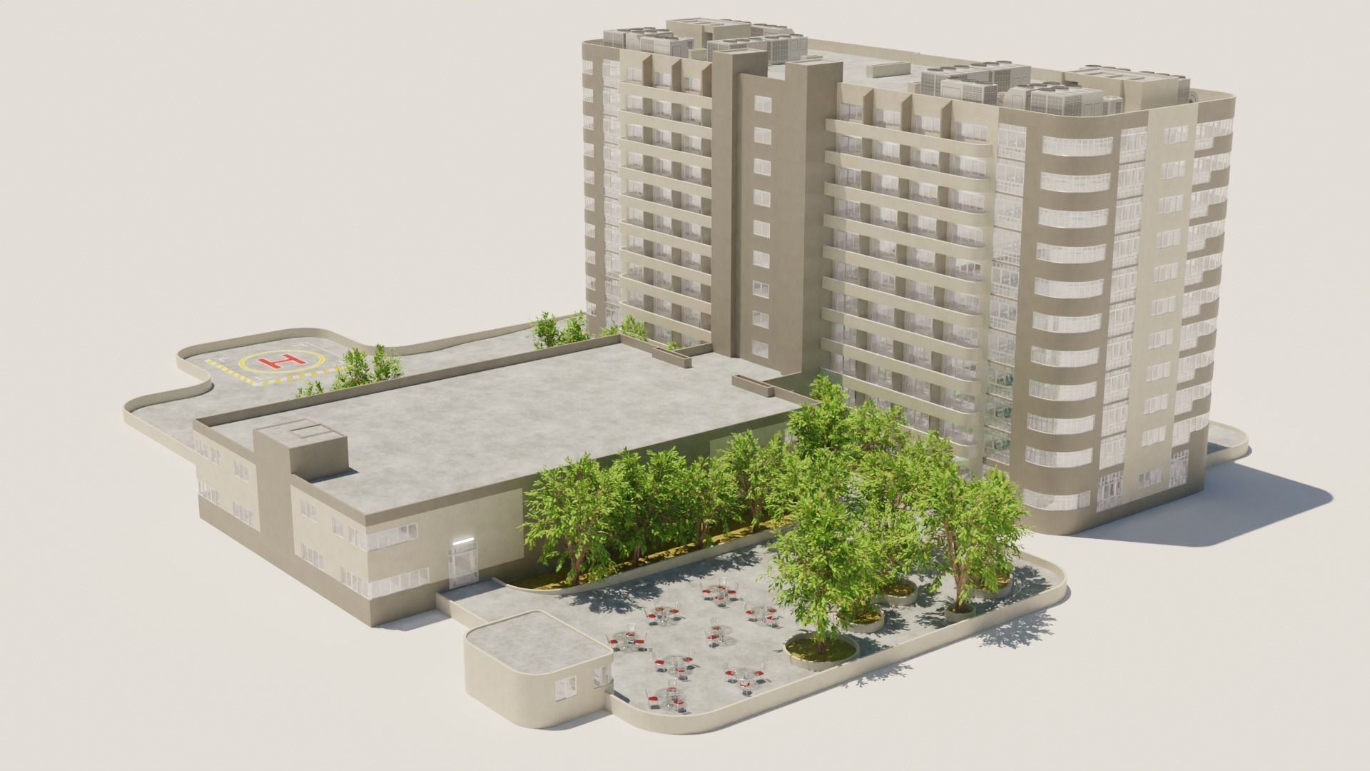 hospital building with interior  3D model_3