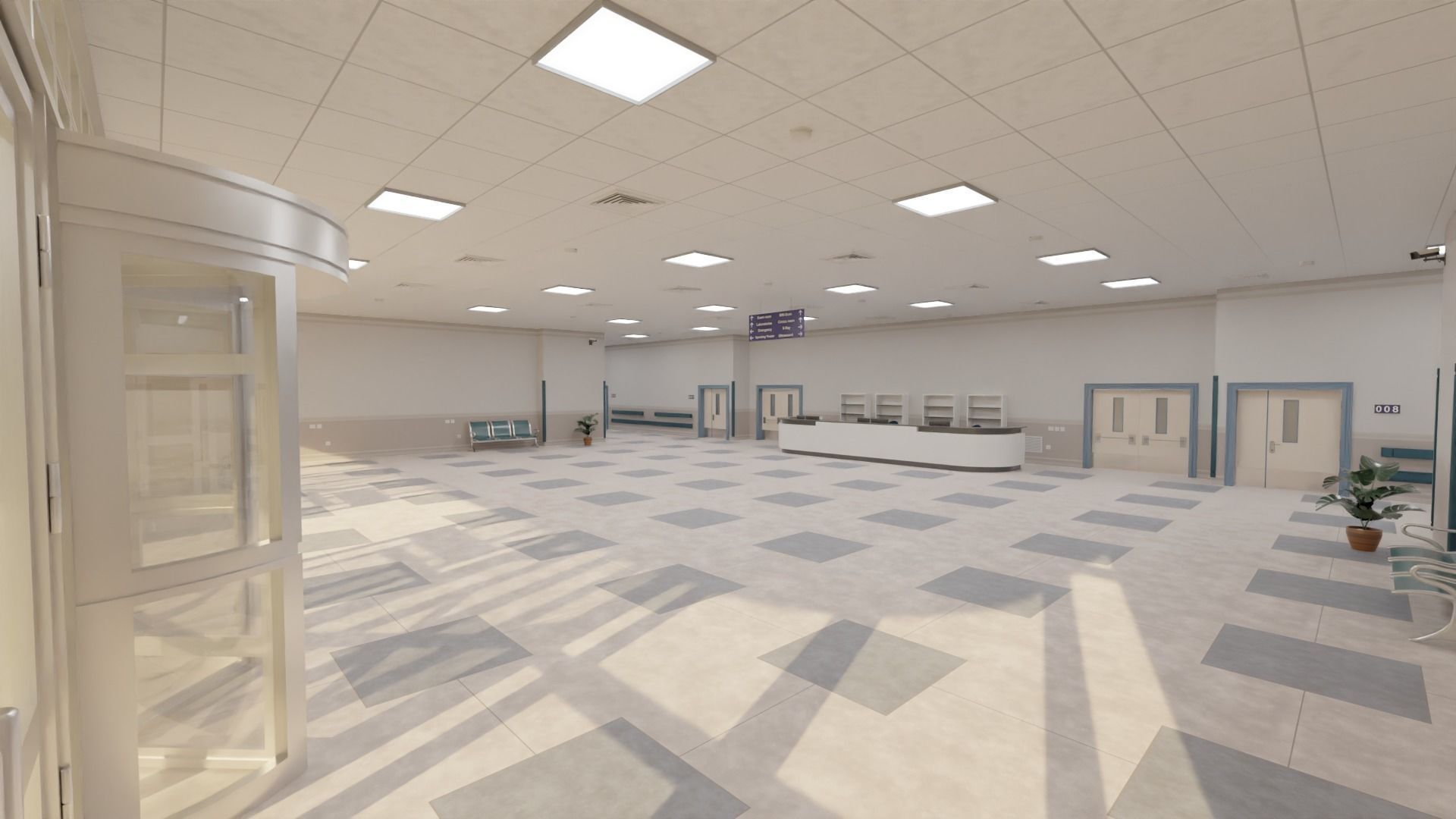 hospital building with interior  3D model_10