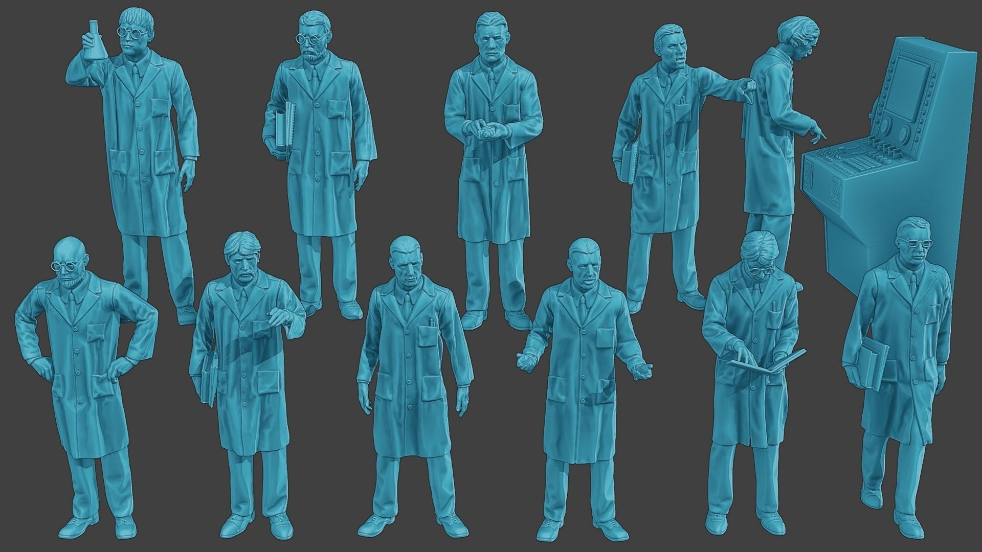 Scientist Male SM1 Pack1 3D Model Collection_1