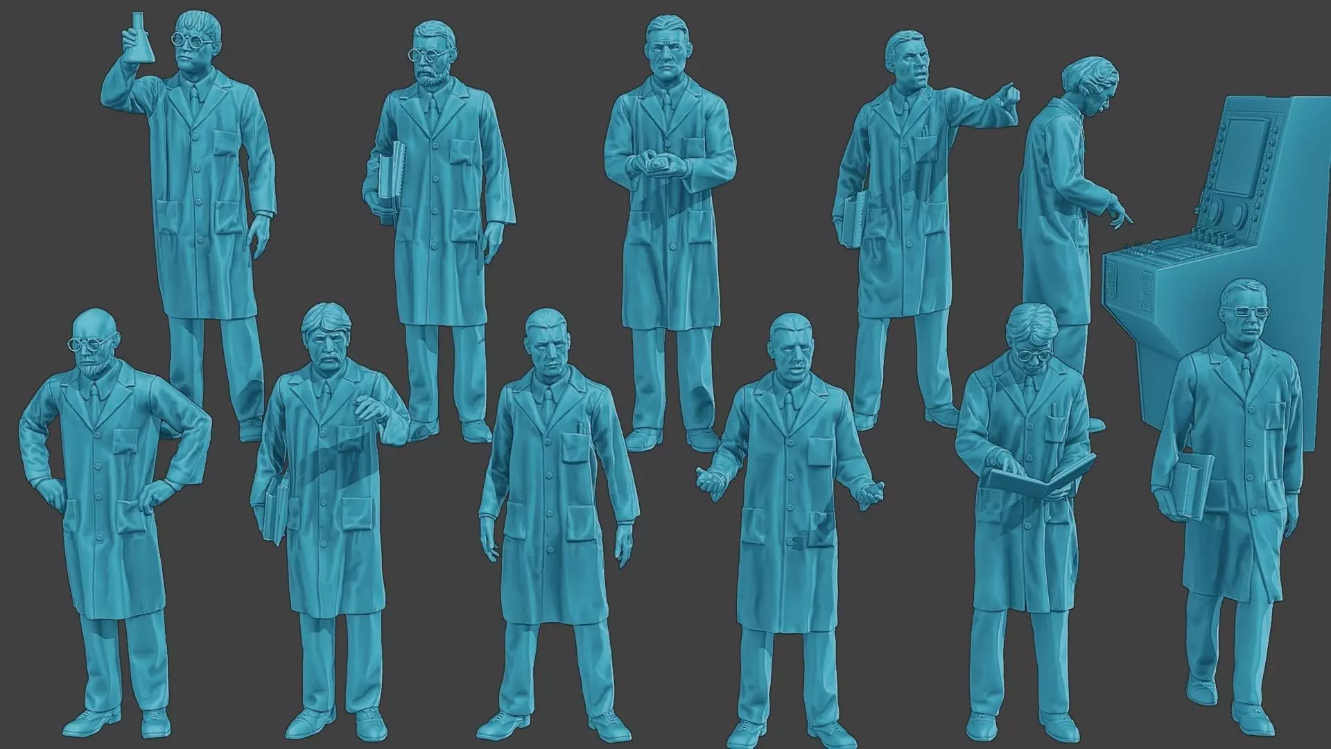 Scientist Male SM1 Pack1 3D Model Collection_0