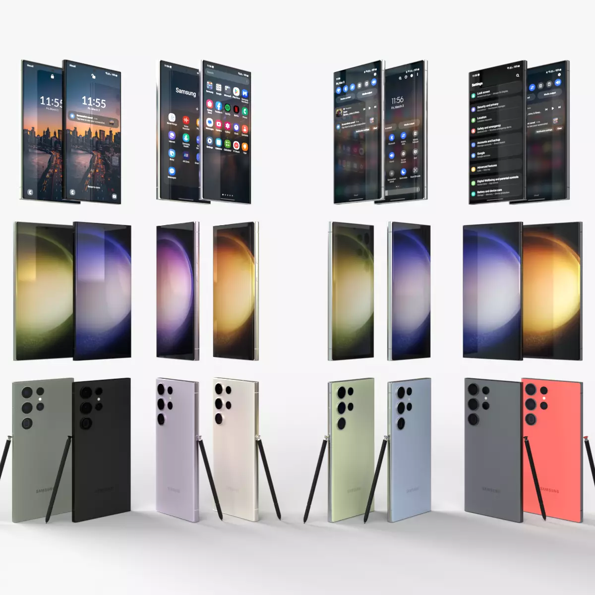 Samsung Galaxy S23 ultra all colors Low-poly 3D model_0