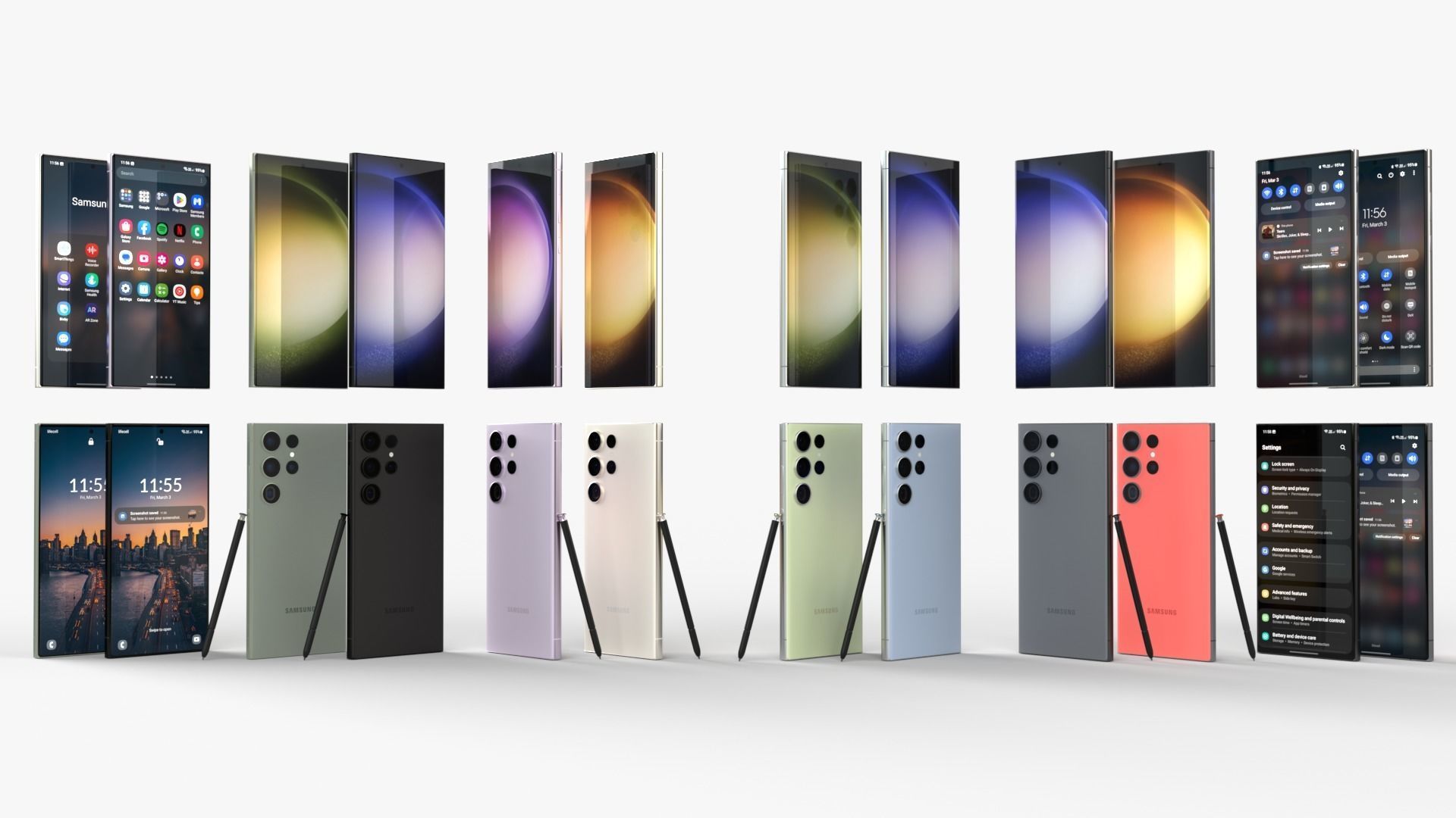 Samsung Galaxy S23 ultra all colors Low-poly 3D model_2