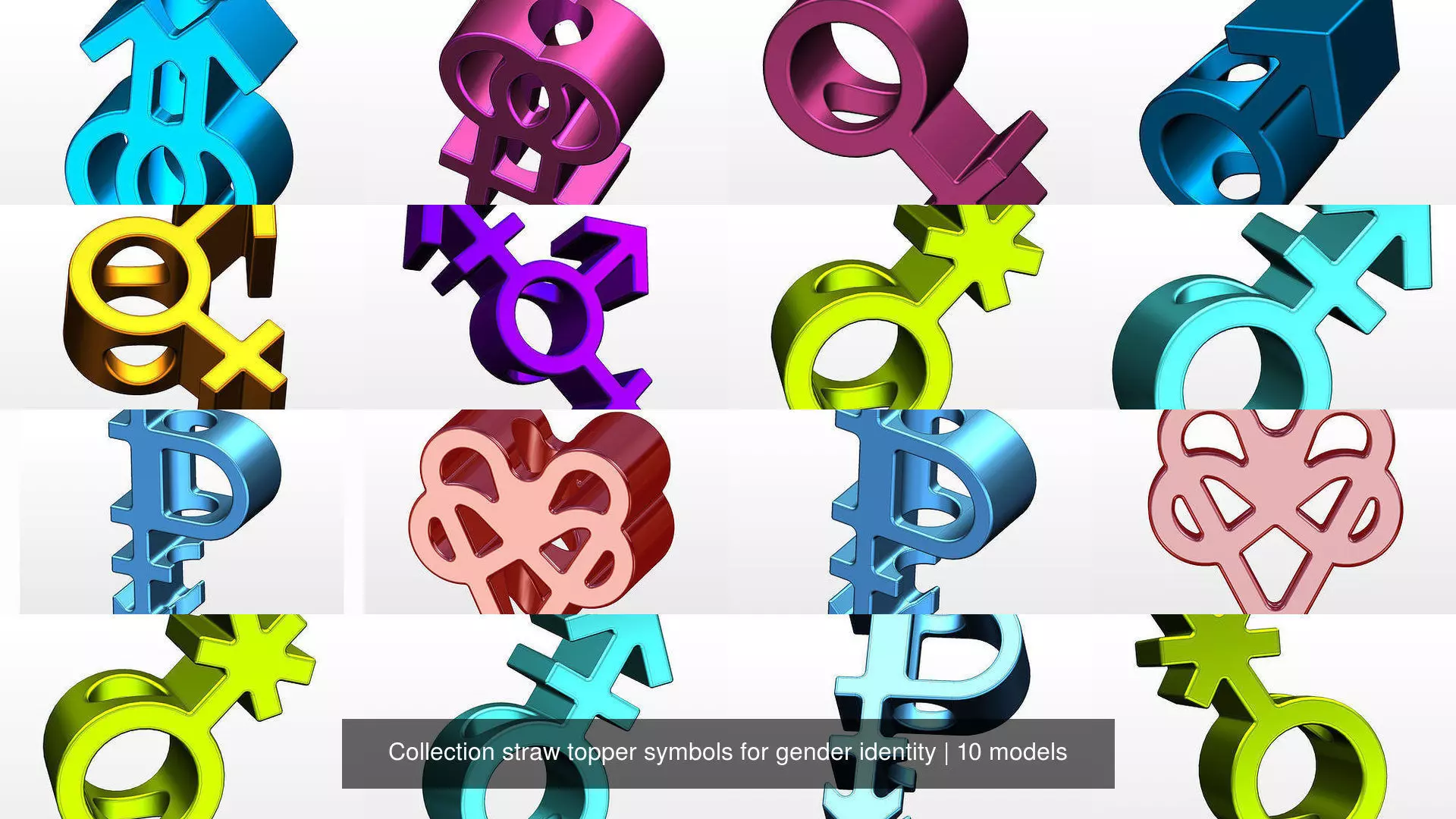 Collection straw topper symbols for gender identity _0
