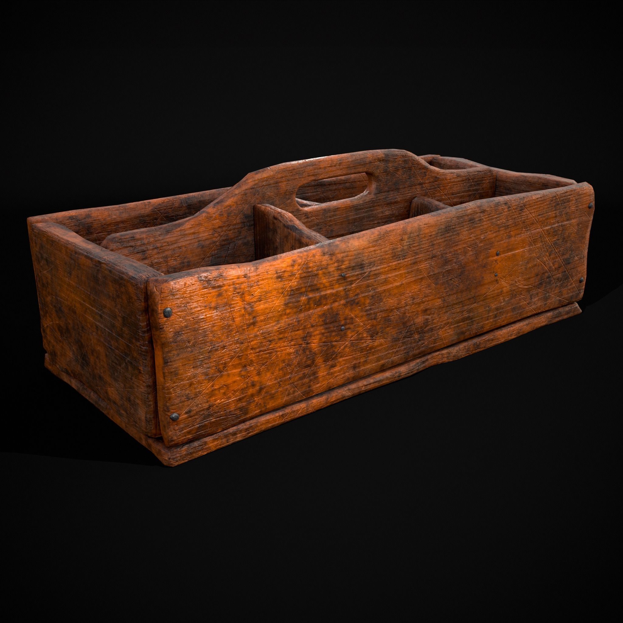 Medieval Wooden Tool Box Low-poly 3D model_31