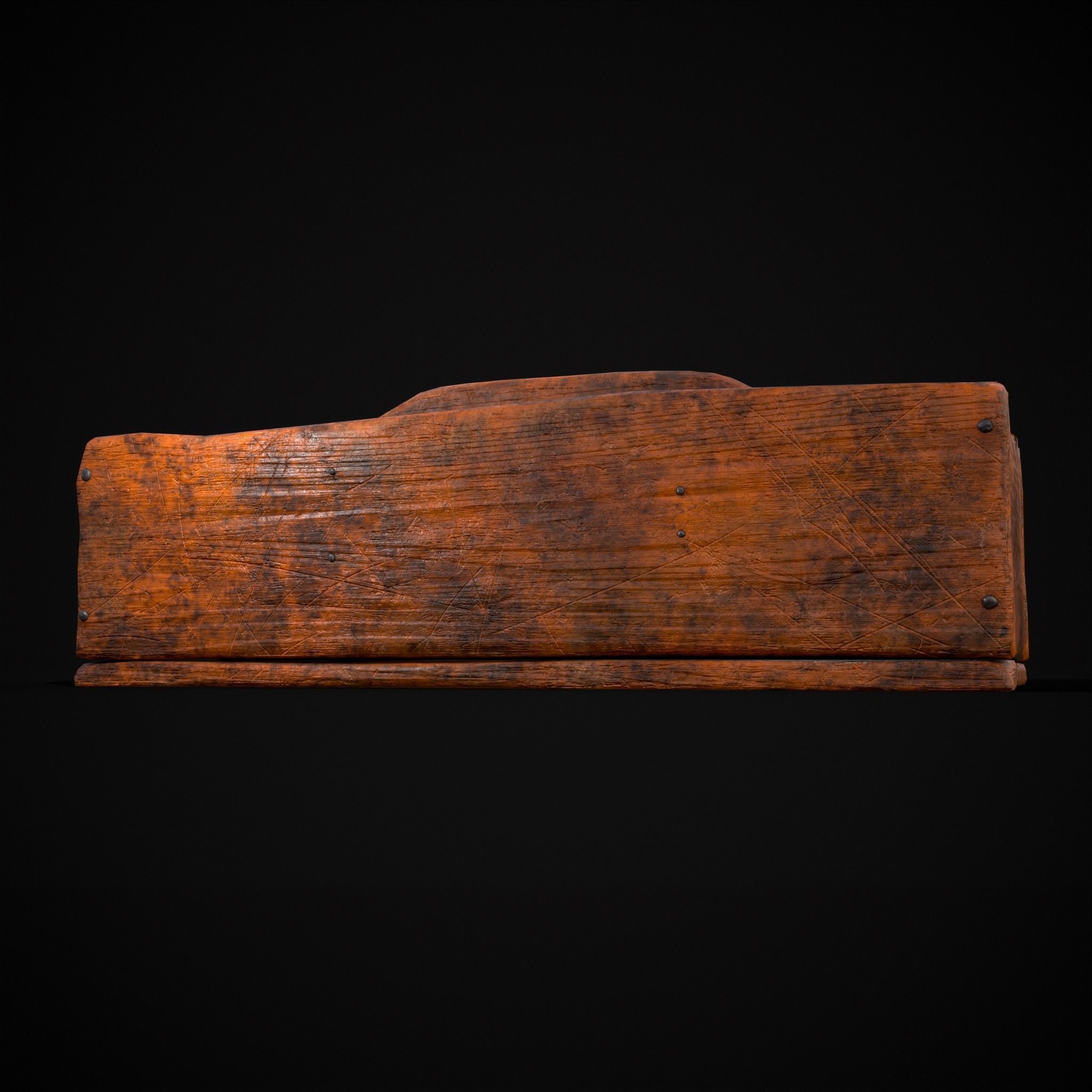 Medieval Wooden Tool Box Low-poly 3D model_7