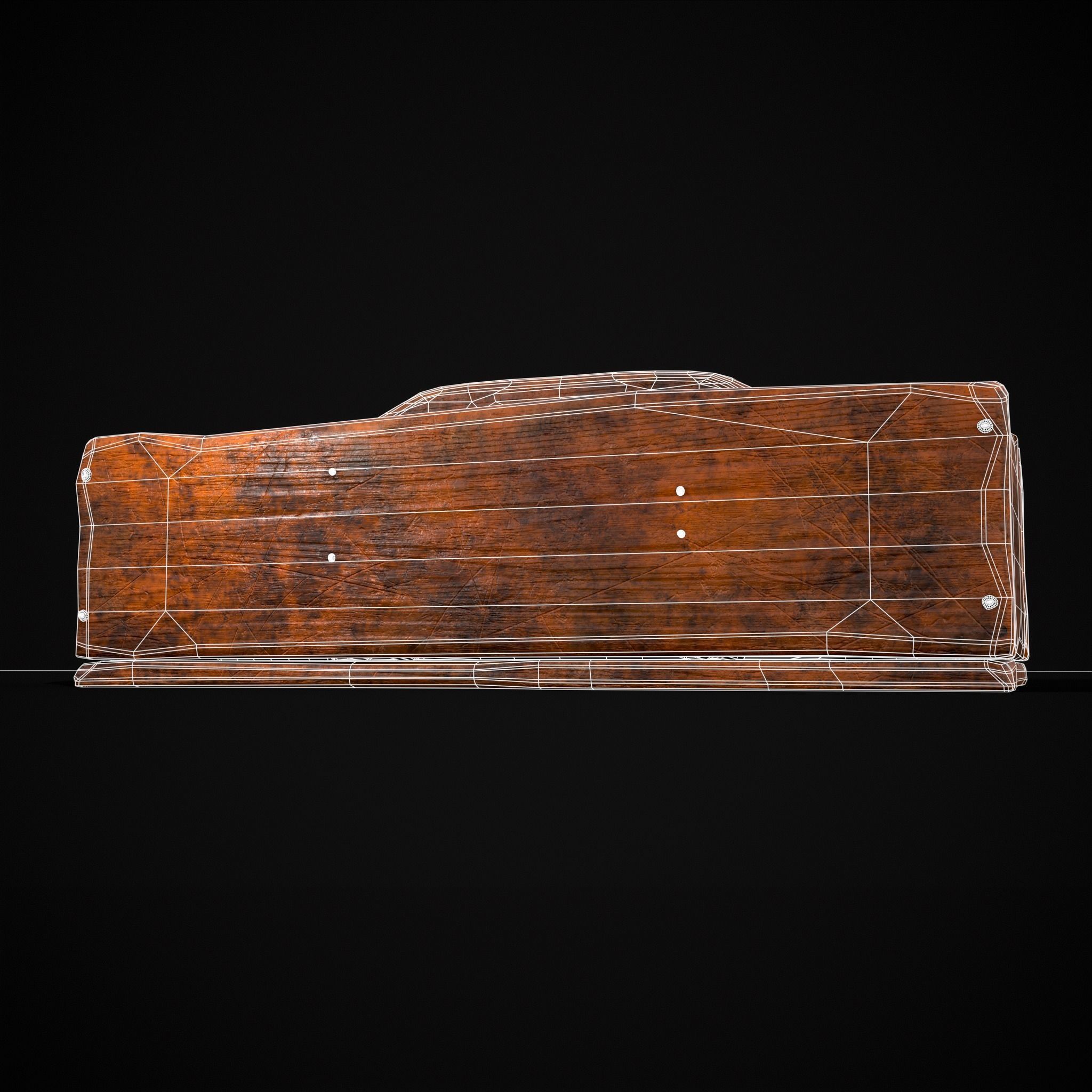 Medieval Wooden Tool Box Low-poly 3D model_8