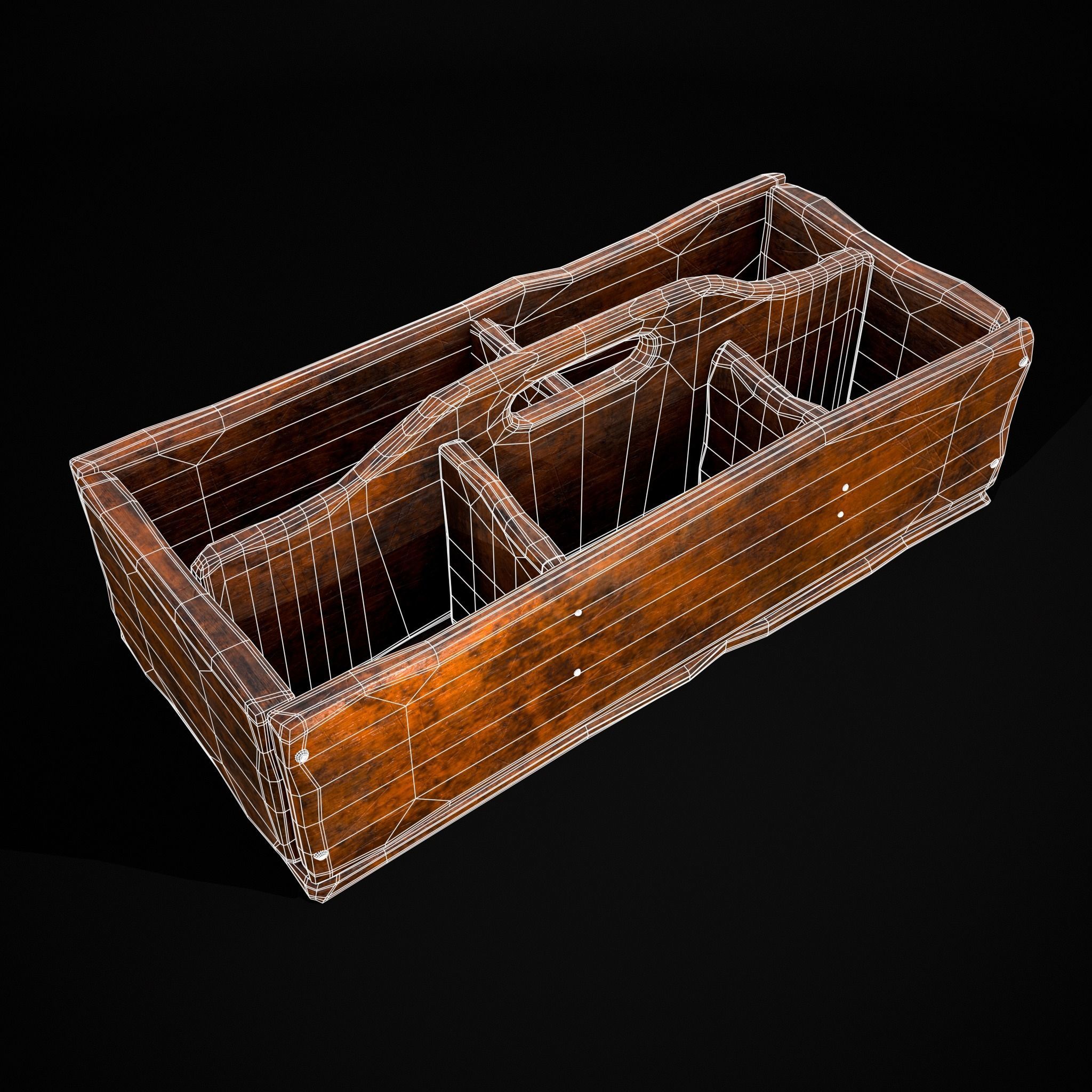 Medieval Wooden Tool Box Low-poly 3D model_36