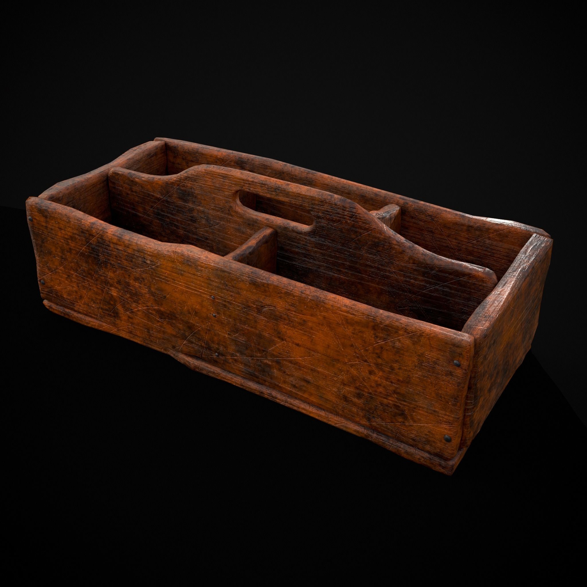 Medieval Wooden Tool Box Low-poly 3D model_39
