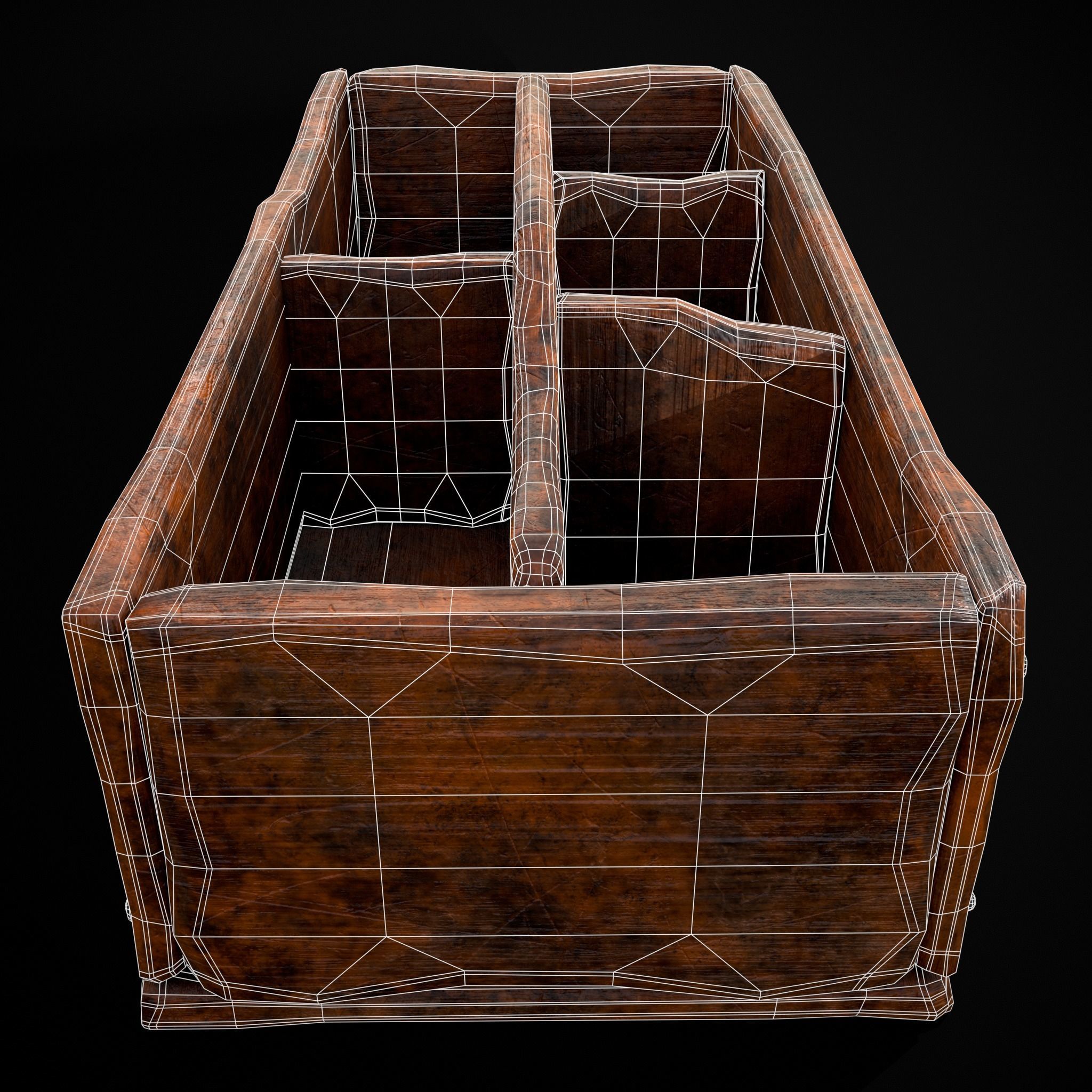 Medieval Wooden Tool Box Low-poly 3D model_14