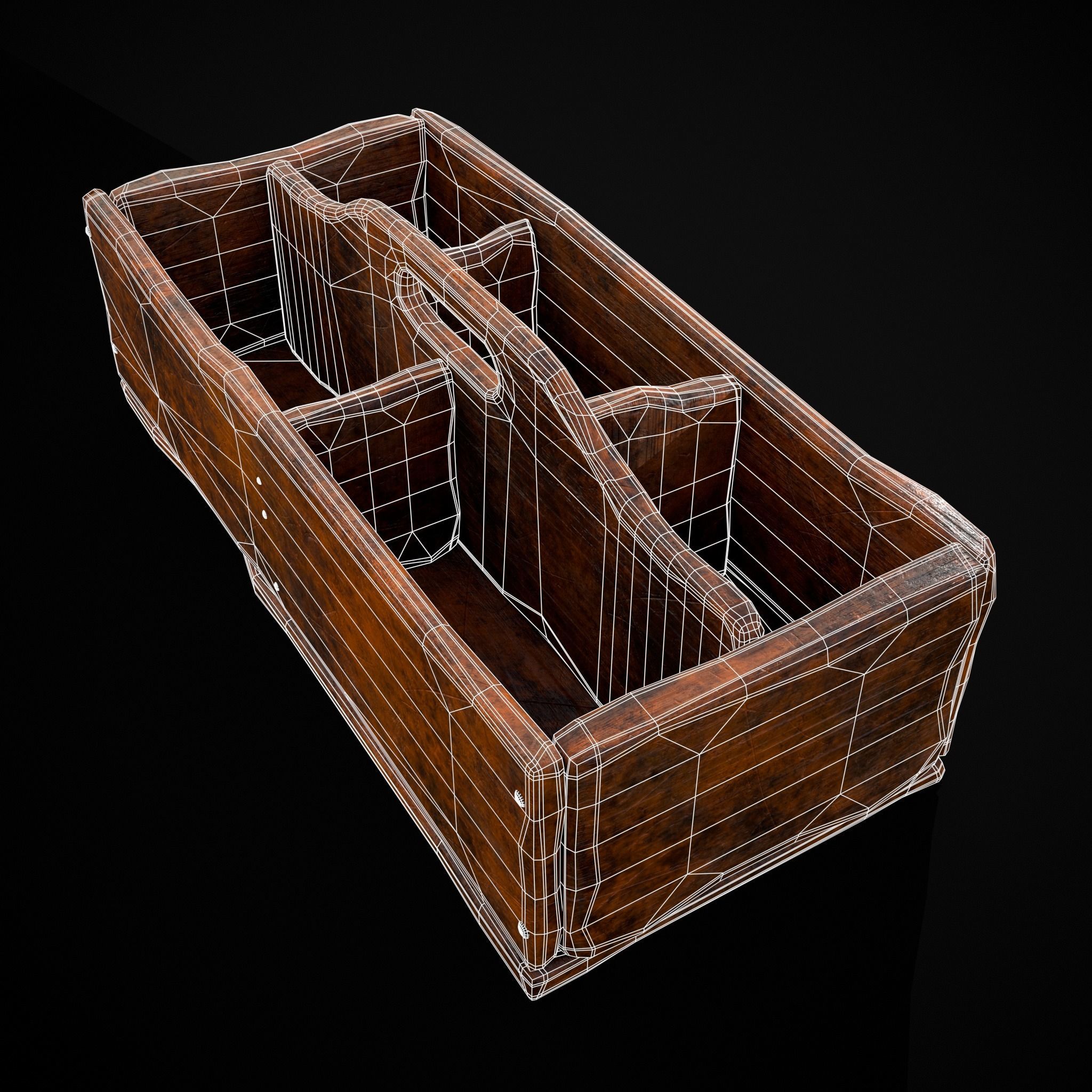 Medieval Wooden Tool Box Low-poly 3D model_20