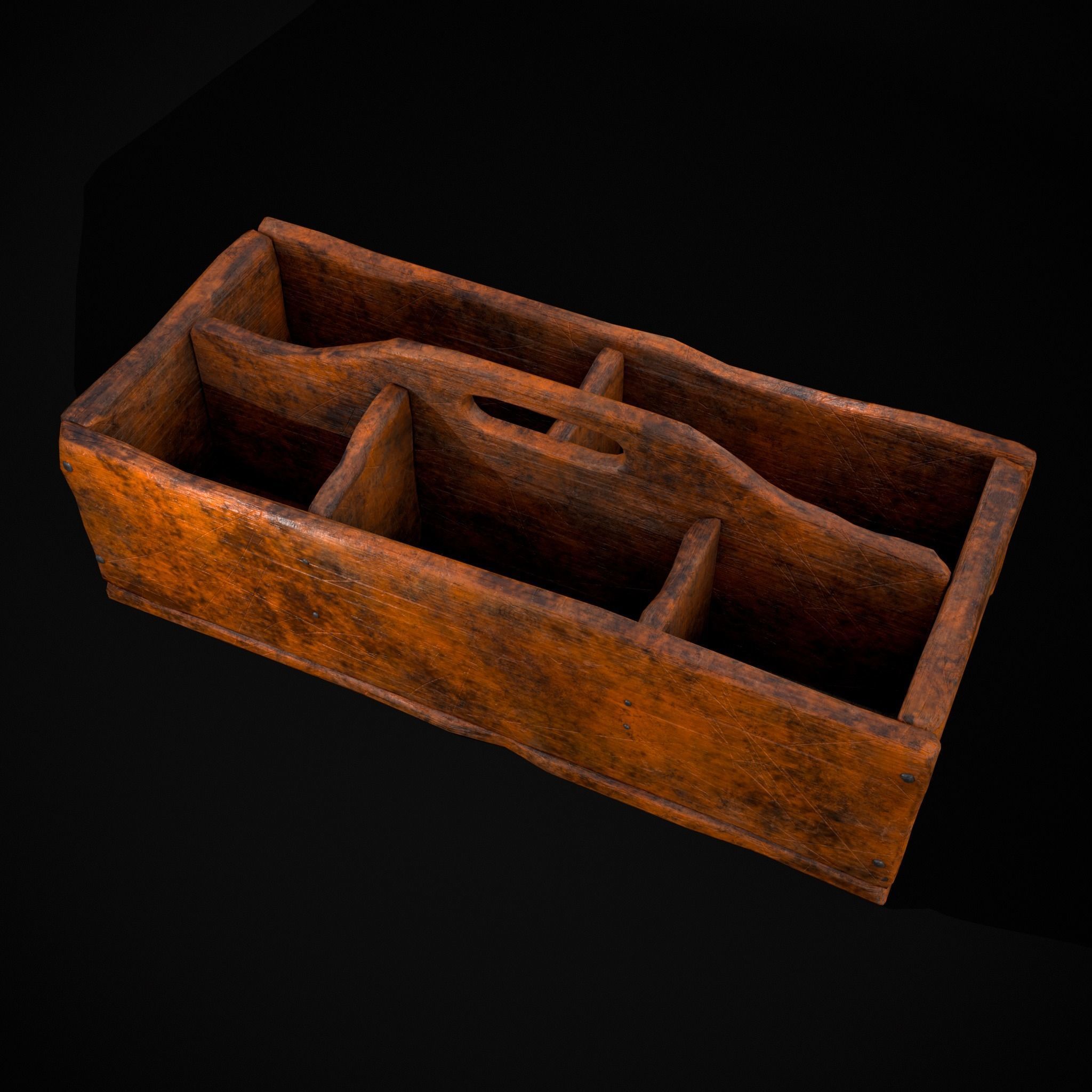 Medieval Wooden Tool Box Low-poly 3D model_5