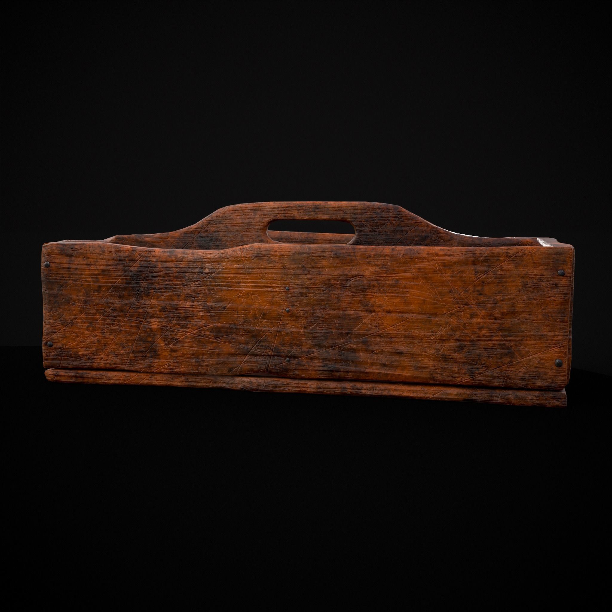 Medieval Wooden Tool Box Low-poly 3D model_25