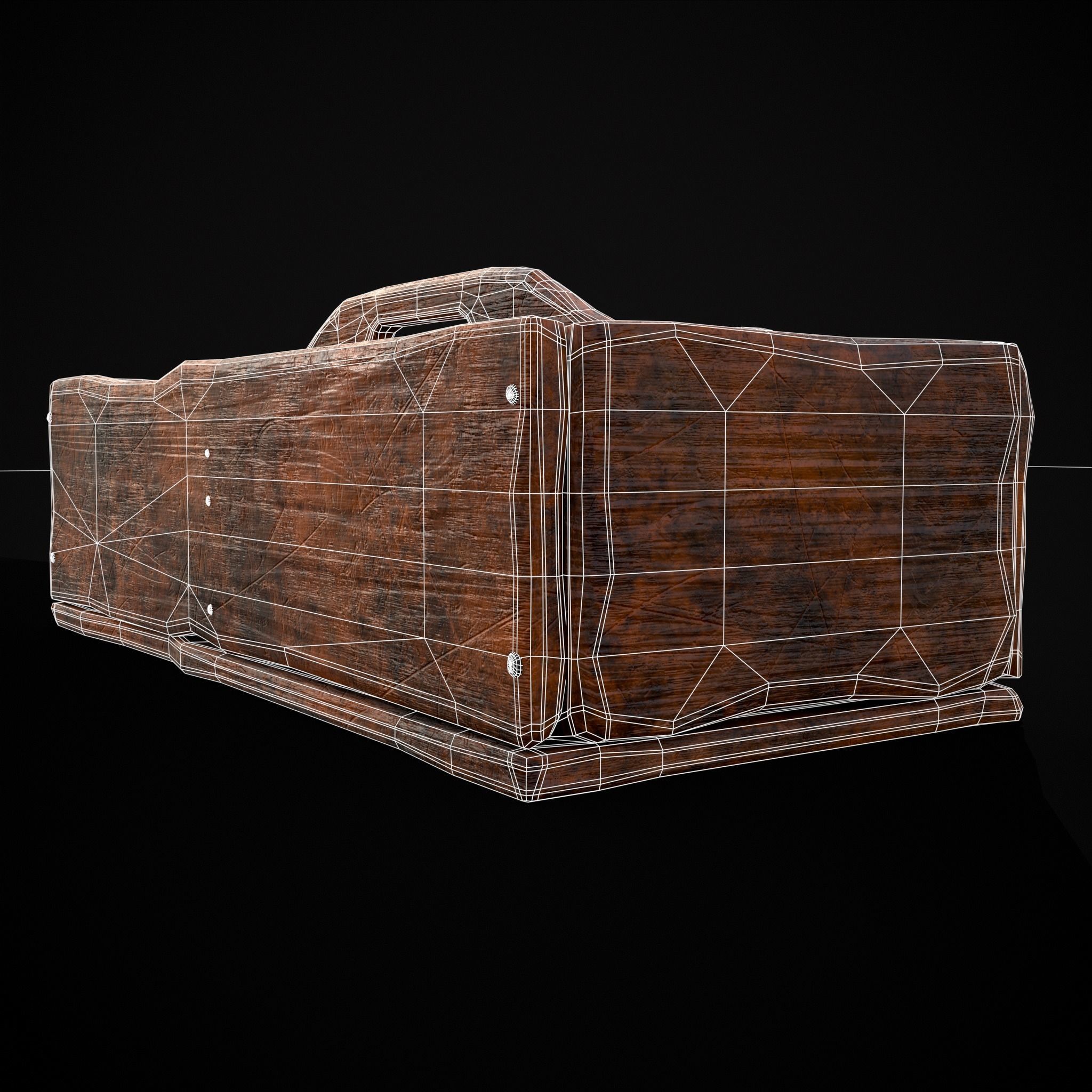 Medieval Wooden Tool Box Low-poly 3D model_24
