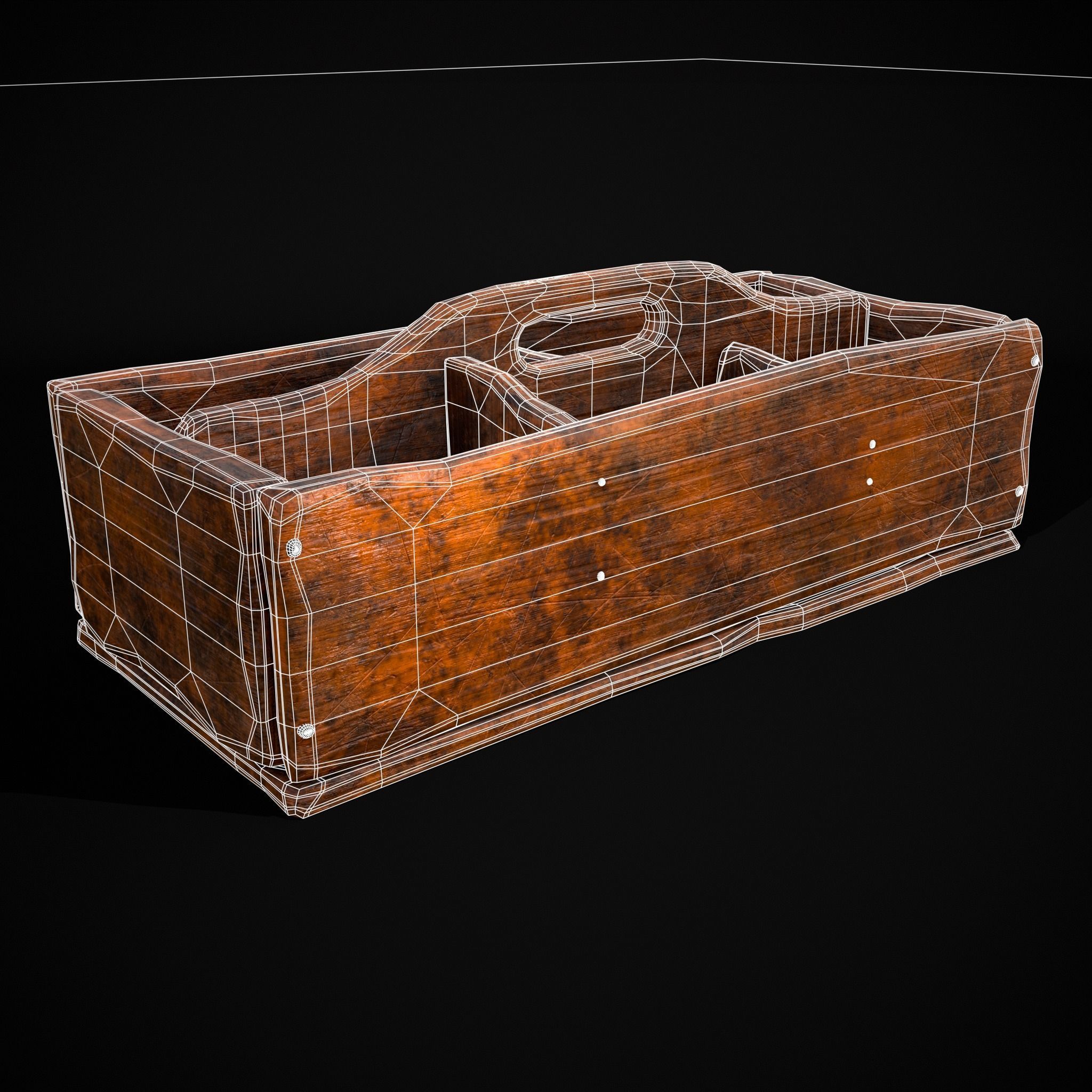 Medieval Wooden Tool Box Low-poly 3D model_32