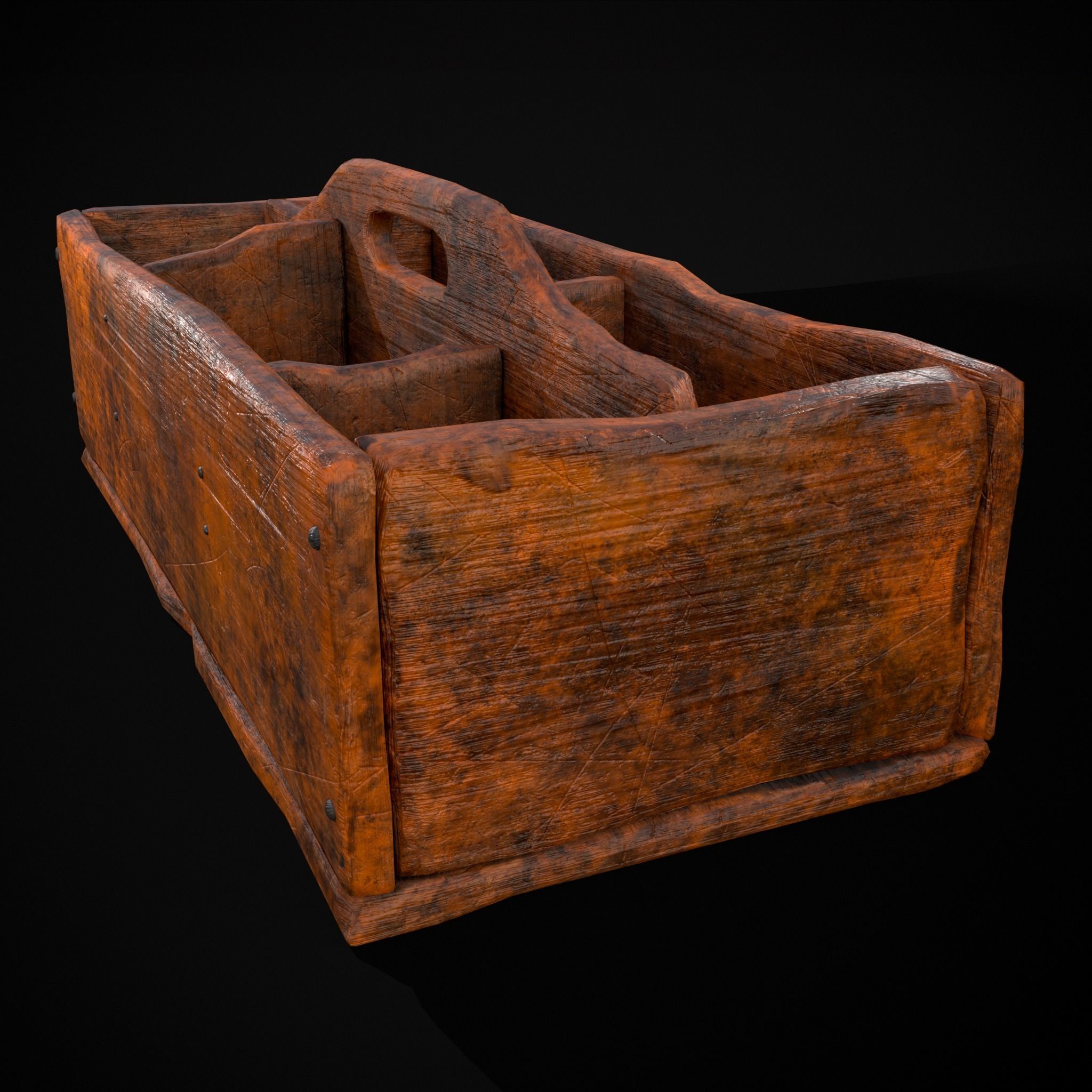Medieval Wooden Tool Box Low-poly 3D model_29