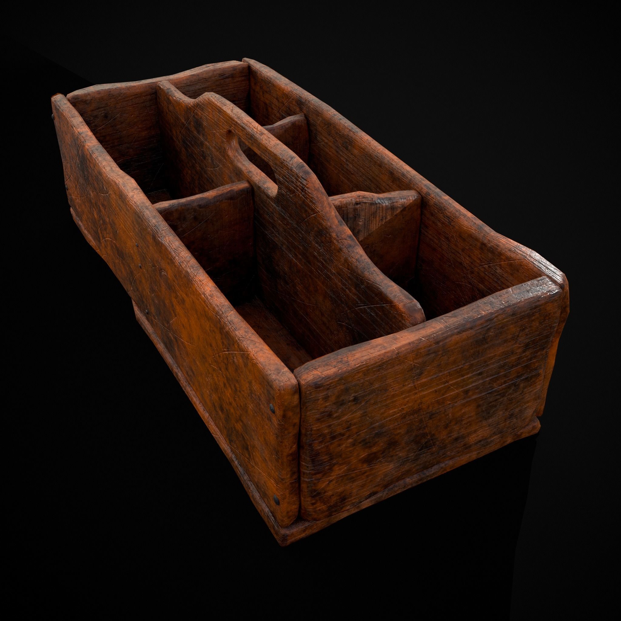 Medieval Wooden Tool Box Low-poly 3D model_33