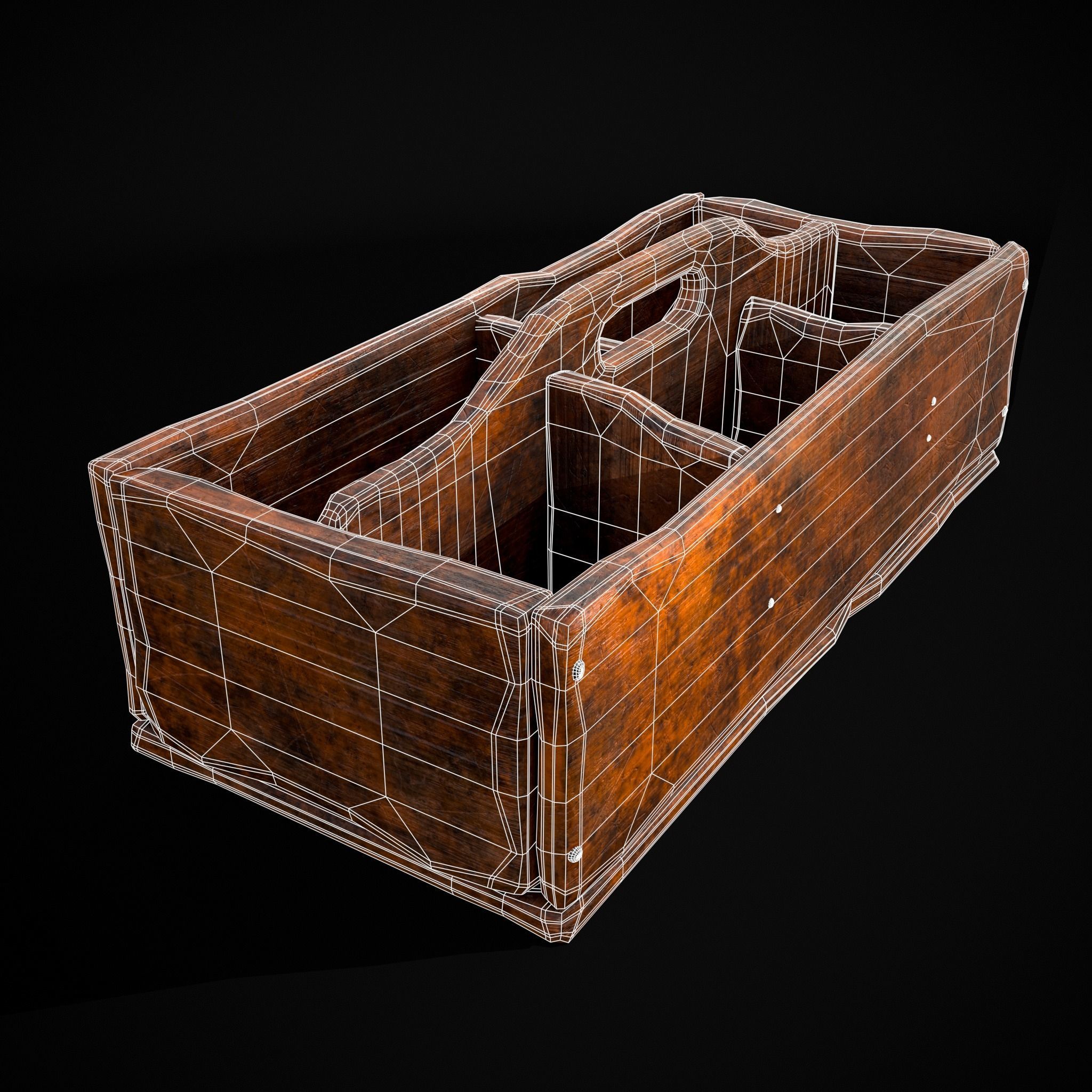 Medieval Wooden Tool Box Low-poly 3D model_2