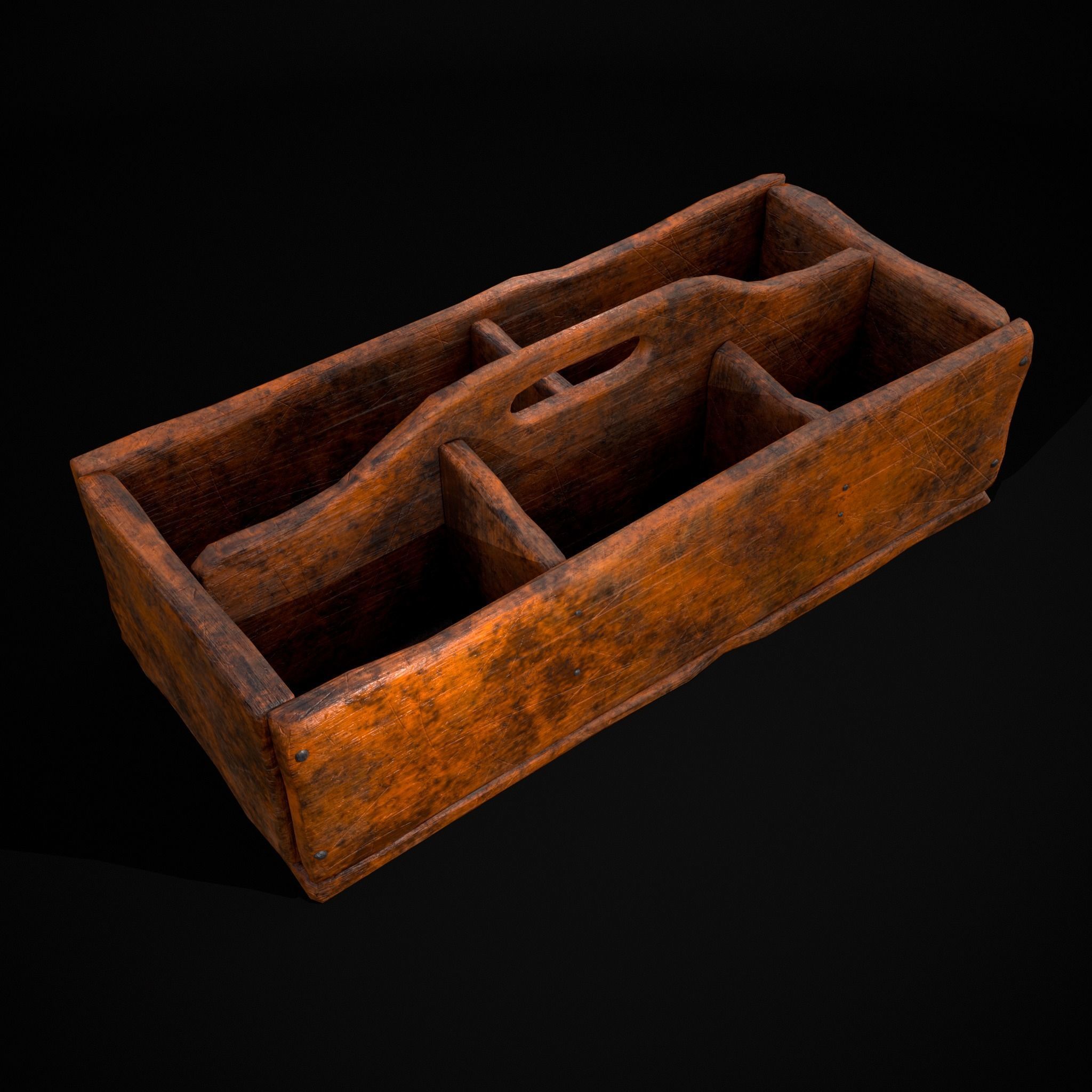 Medieval Wooden Tool Box Low-poly 3D model_35