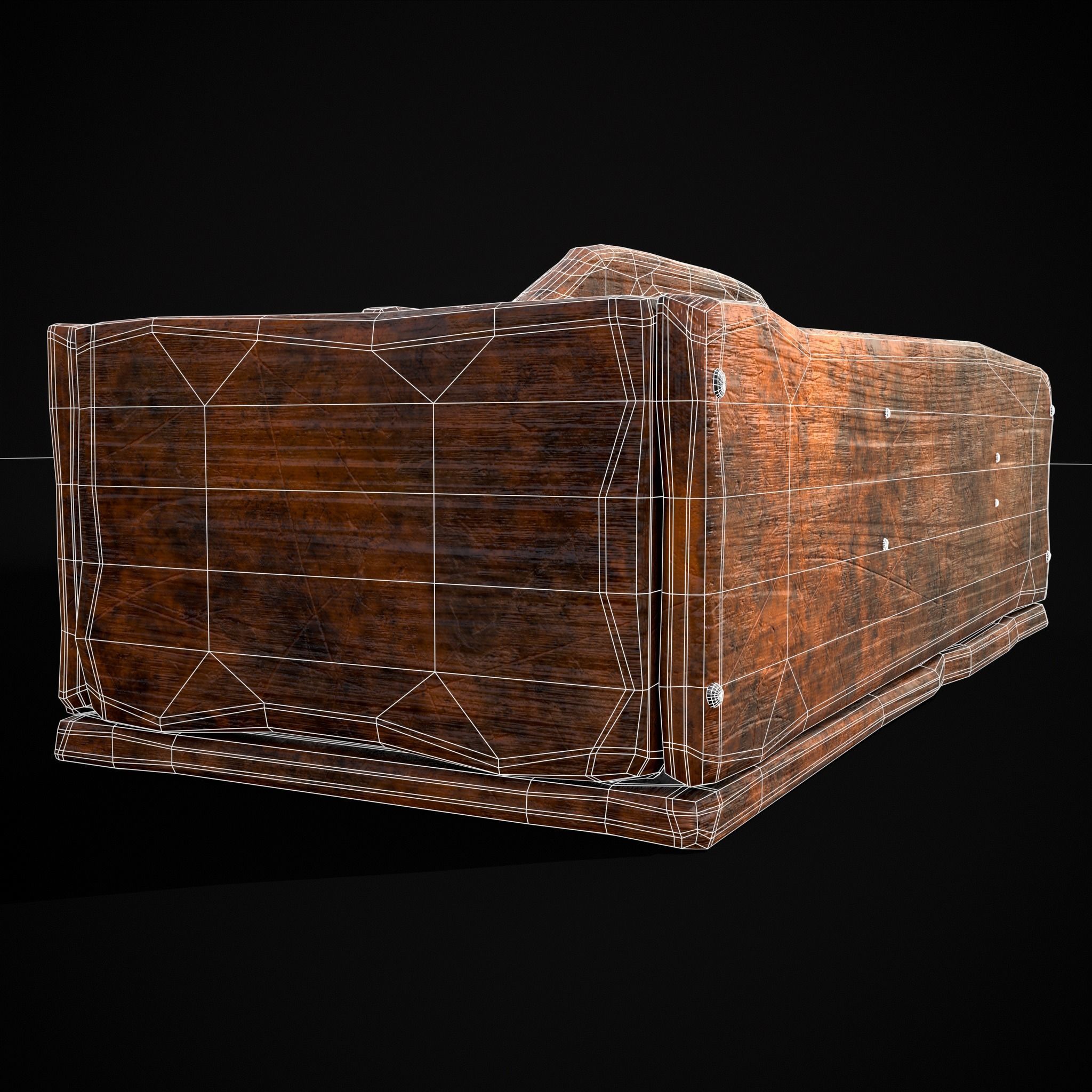 Medieval Wooden Tool Box Low-poly 3D model_22