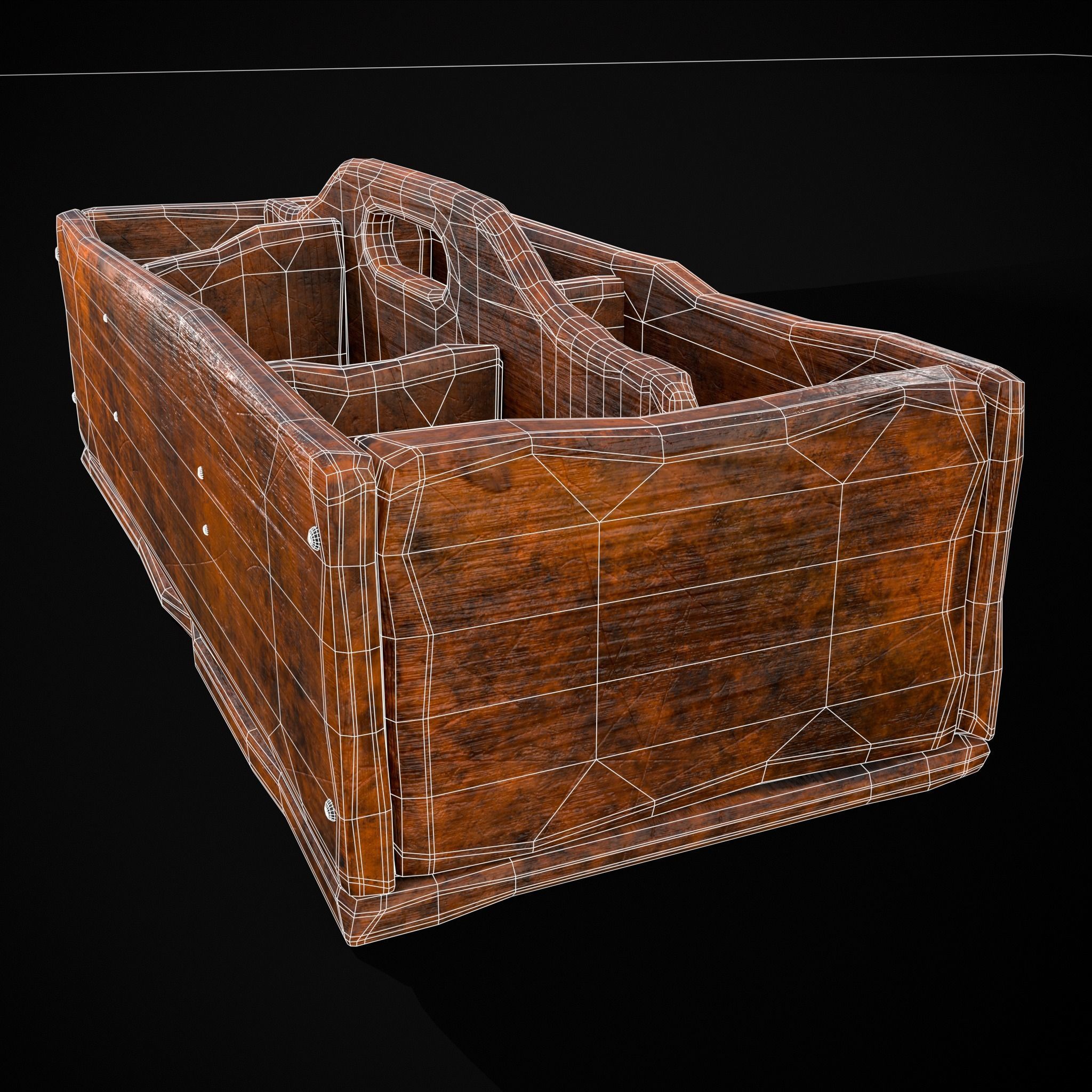 Medieval Wooden Tool Box Low-poly 3D model_30