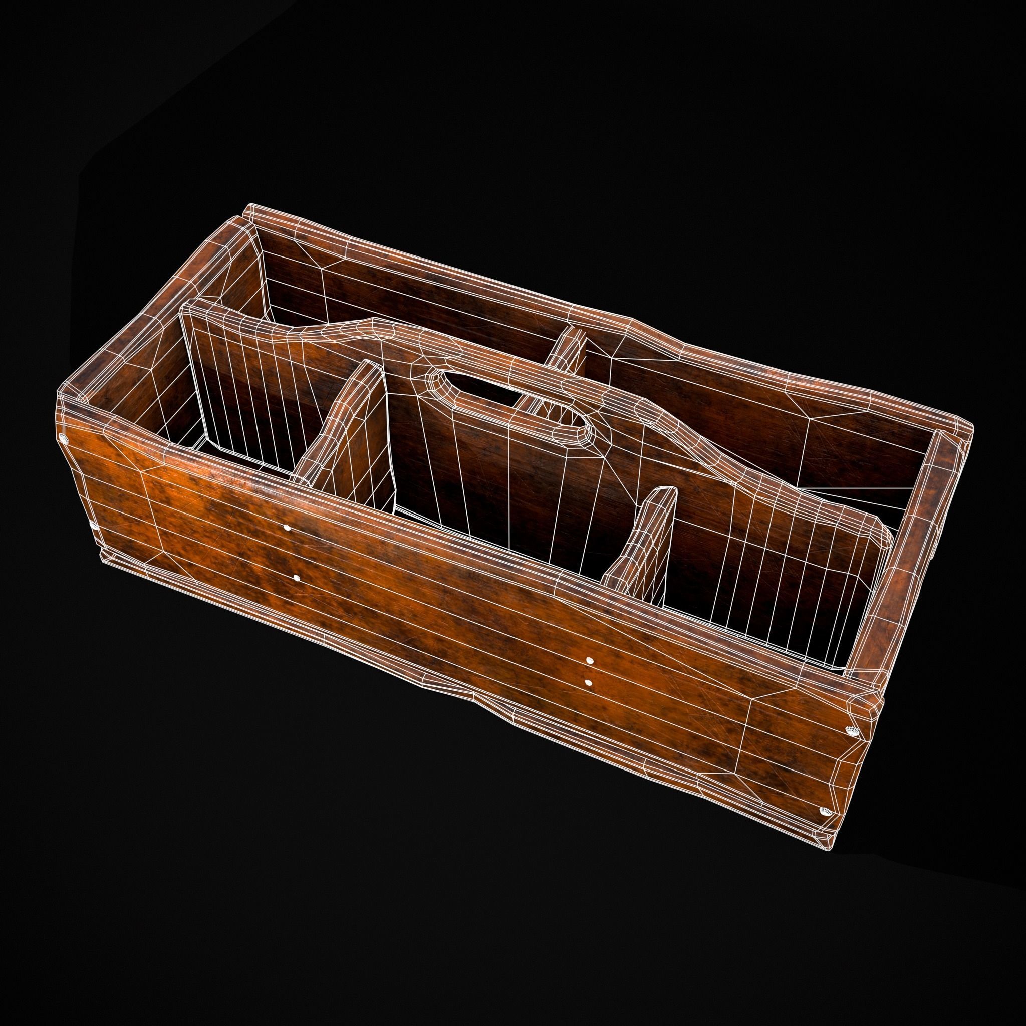 Medieval Wooden Tool Box Low-poly 3D model_6