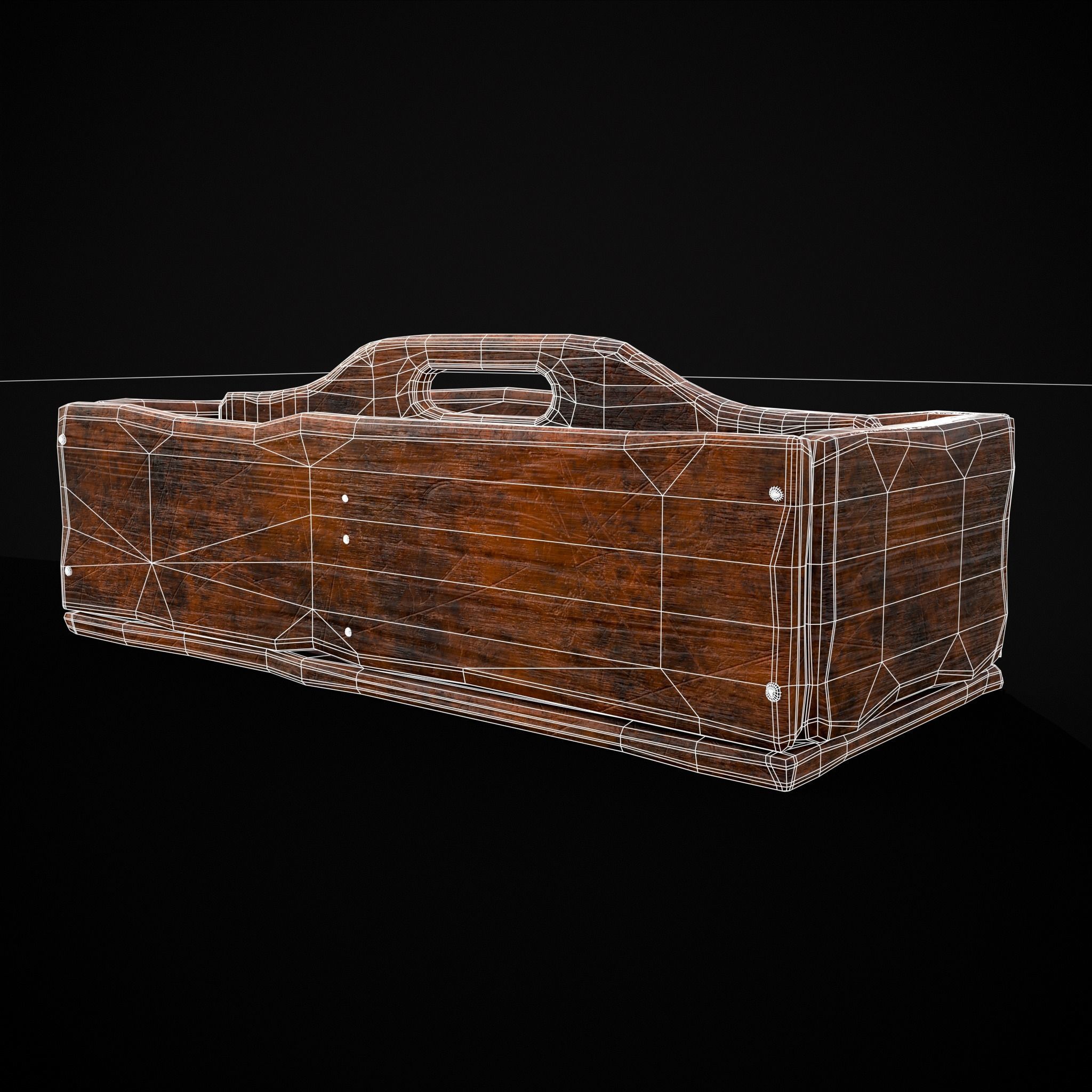 Medieval Wooden Tool Box Low-poly 3D model_4