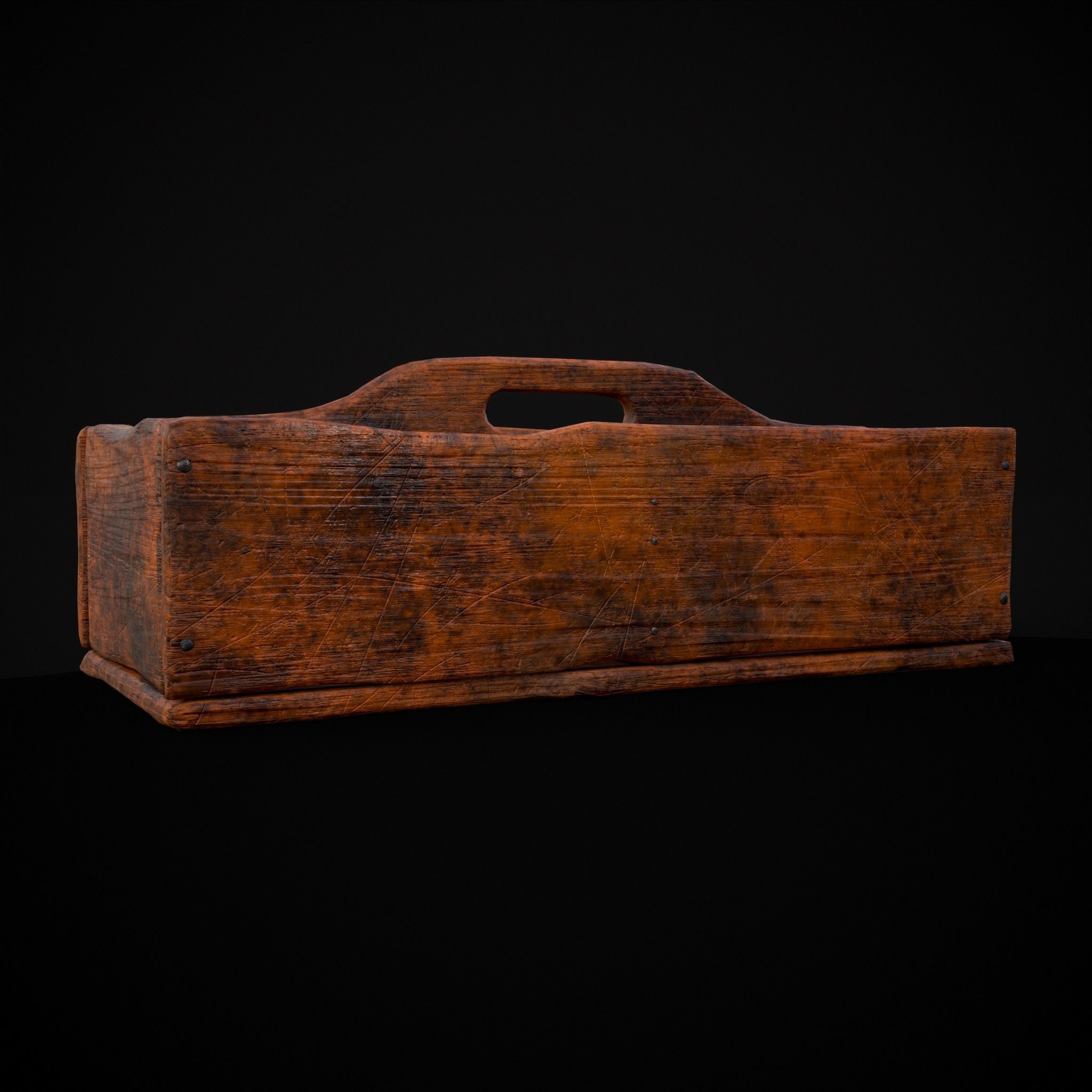 Medieval Wooden Tool Box Low-poly 3D model_17