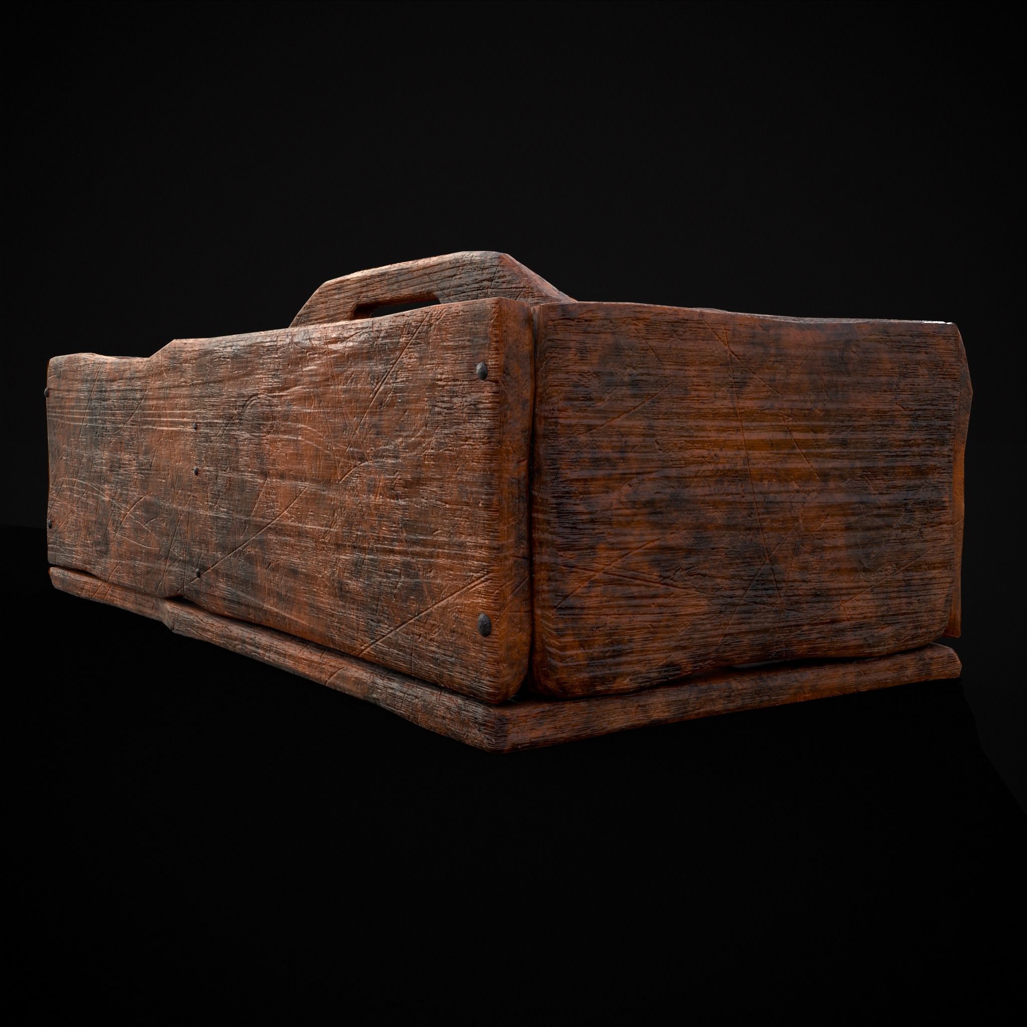 Medieval Wooden Tool Box Low-poly 3D model_23