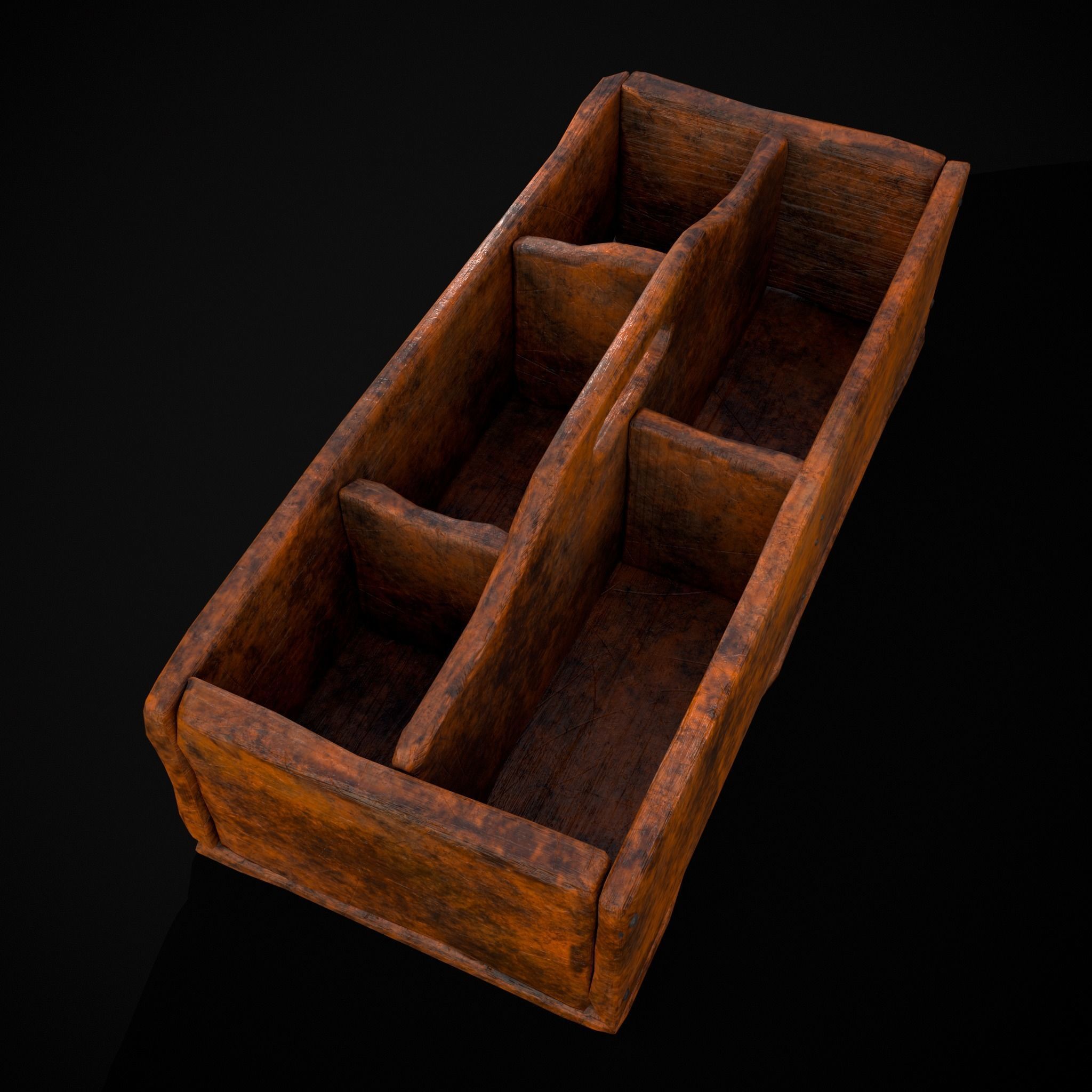 Medieval Wooden Tool Box Low-poly 3D model_9