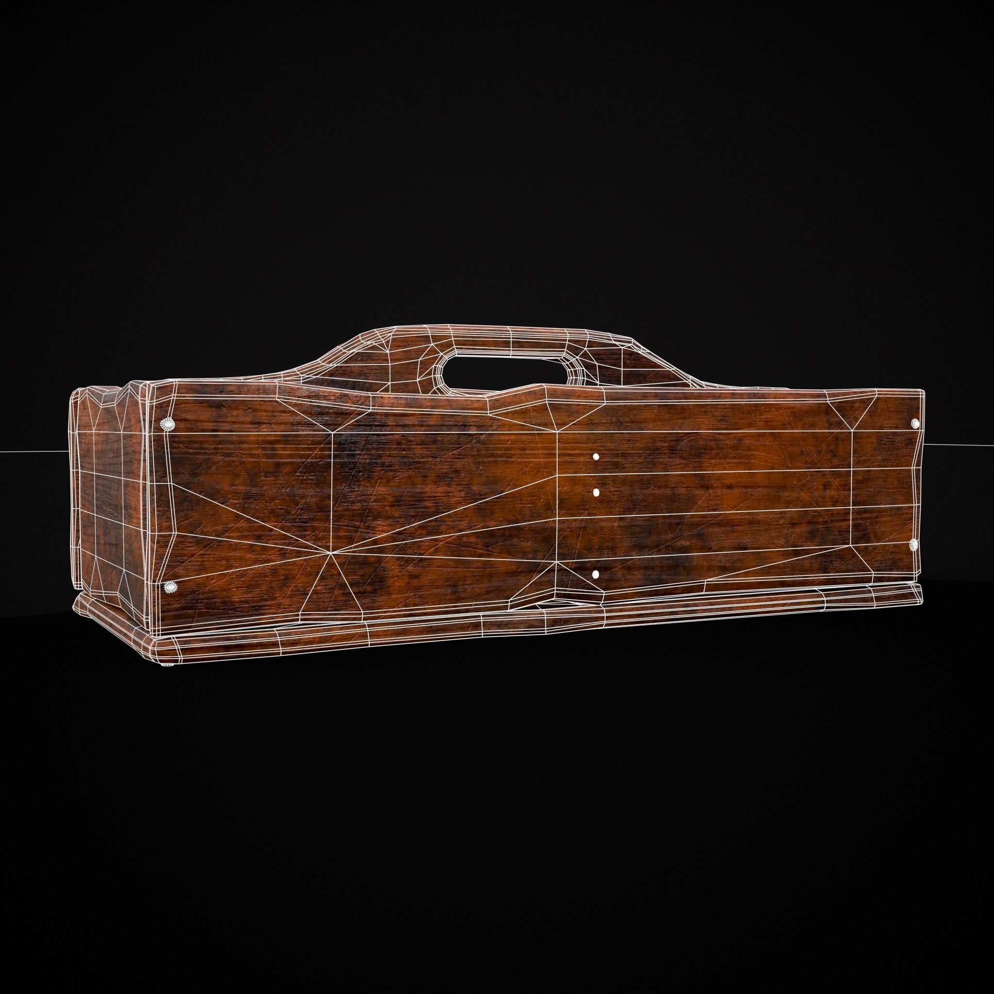 Medieval Wooden Tool Box Low-poly 3D model_18