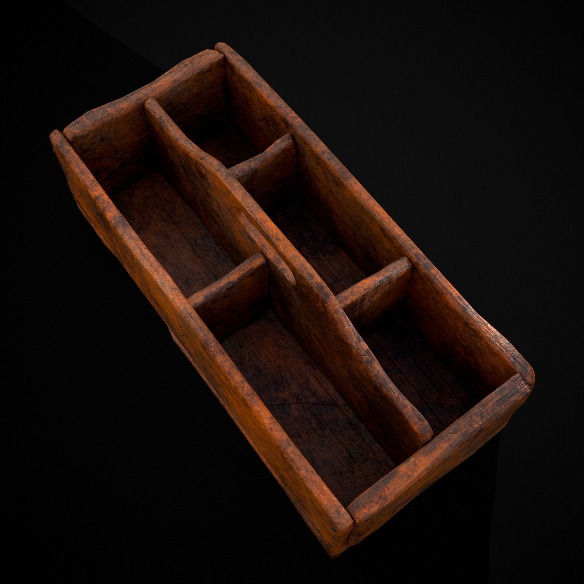 Medieval Wooden Tool Box Low-poly 3D model_11