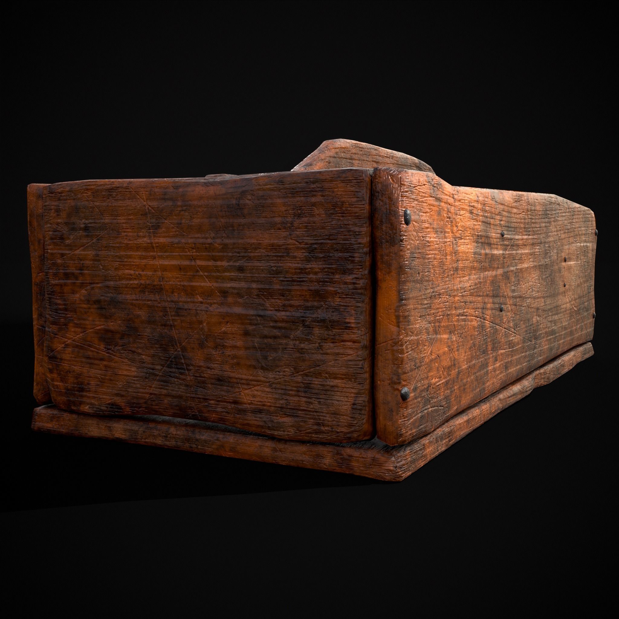 Medieval Wooden Tool Box Low-poly 3D model_21