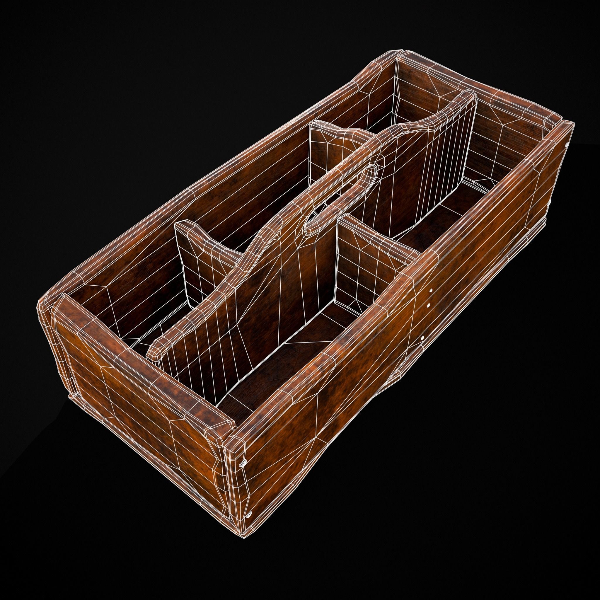 Medieval Wooden Tool Box Low-poly 3D model_28