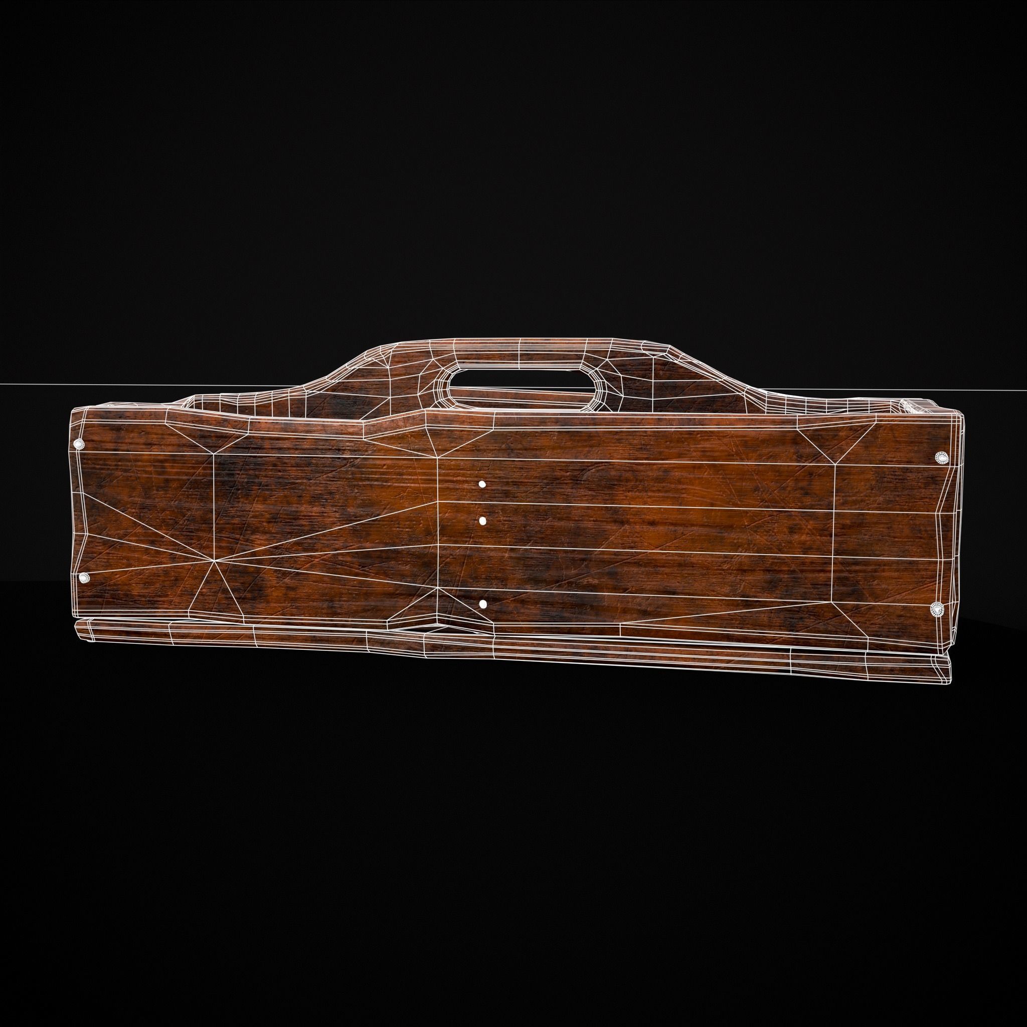 Medieval Wooden Tool Box Low-poly 3D model_26