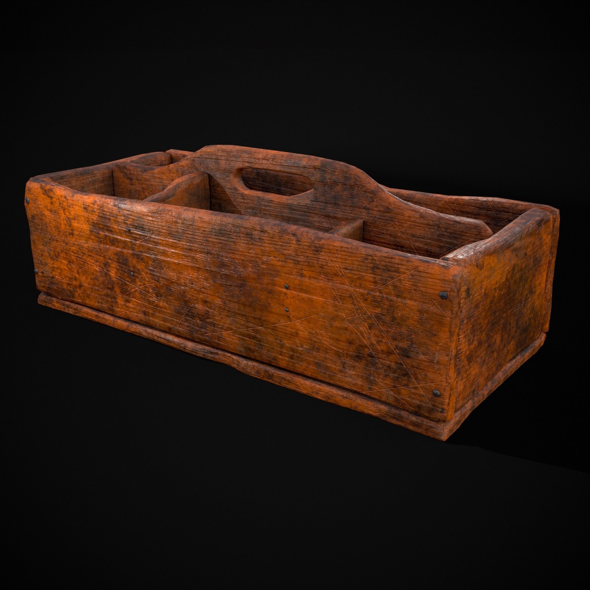 Medieval Wooden Tool Box Low-poly 3D model_15