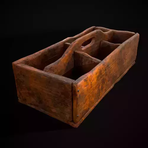 Medieval Wooden Tool Box Low-poly 3D model