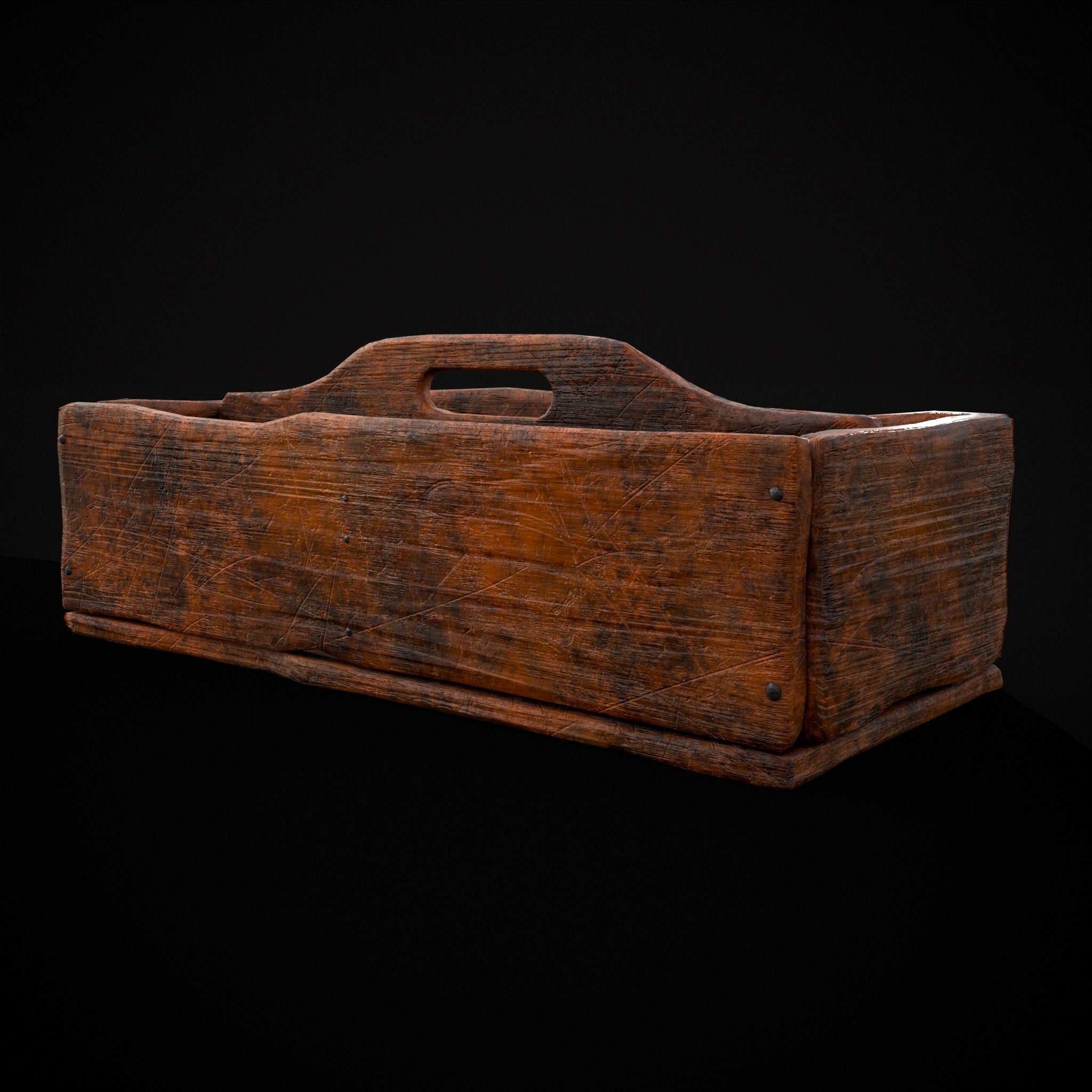 Medieval Wooden Tool Box Low-poly 3D model_3