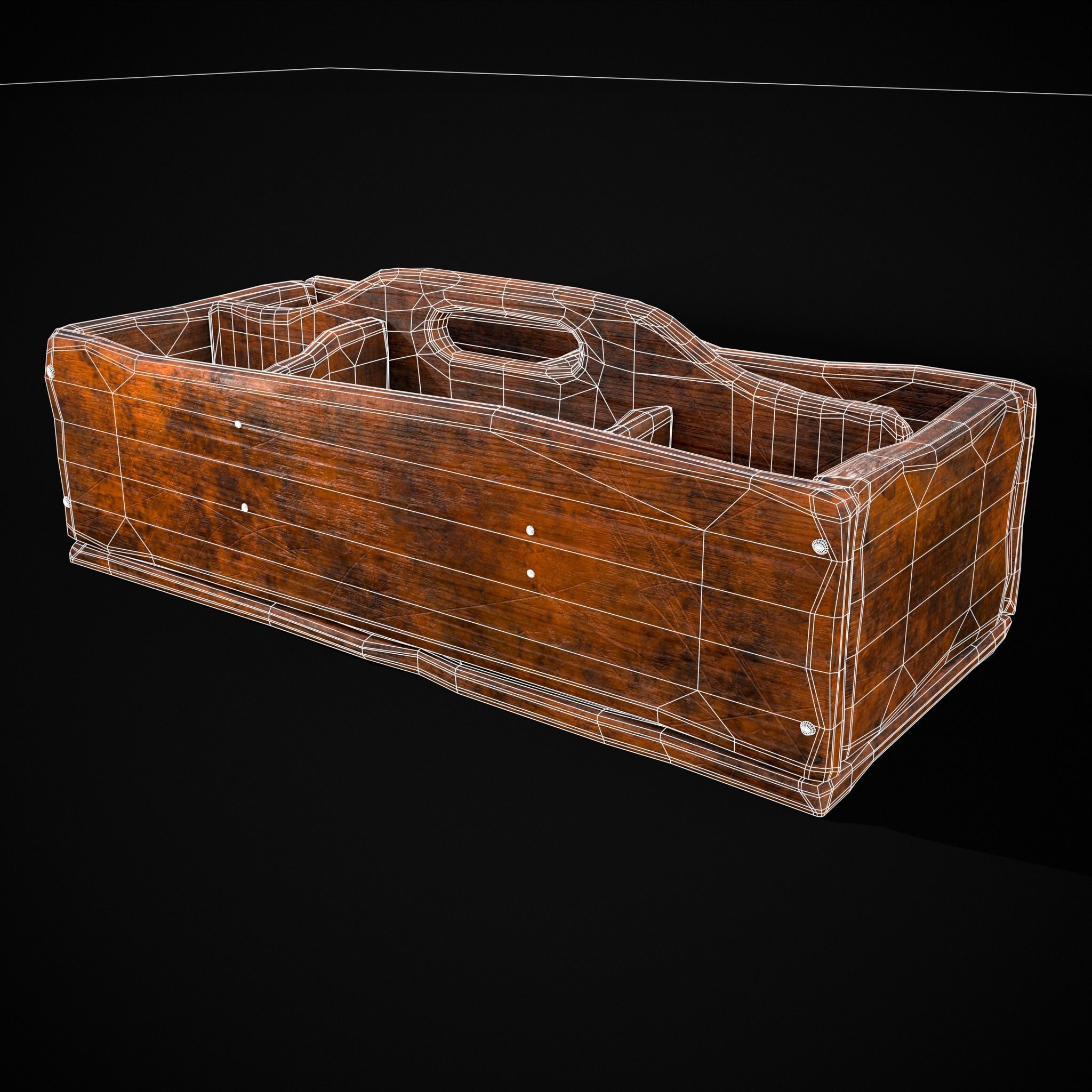 Medieval Wooden Tool Box Low-poly 3D model_16