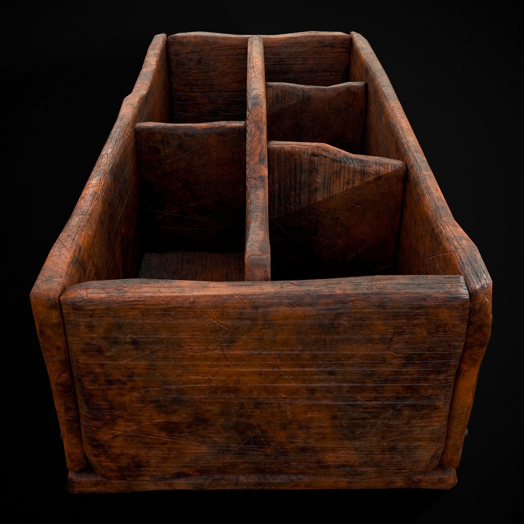 Medieval Wooden Tool Box Low-poly 3D model_13