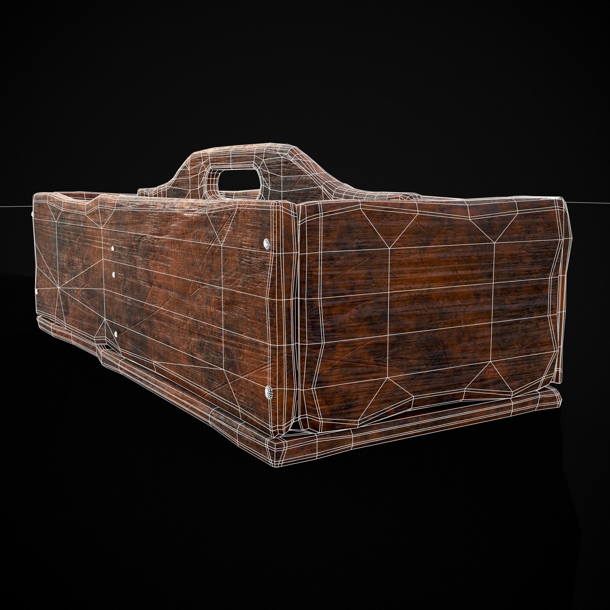 Medieval Wooden Tool Box Low-poly 3D model_38