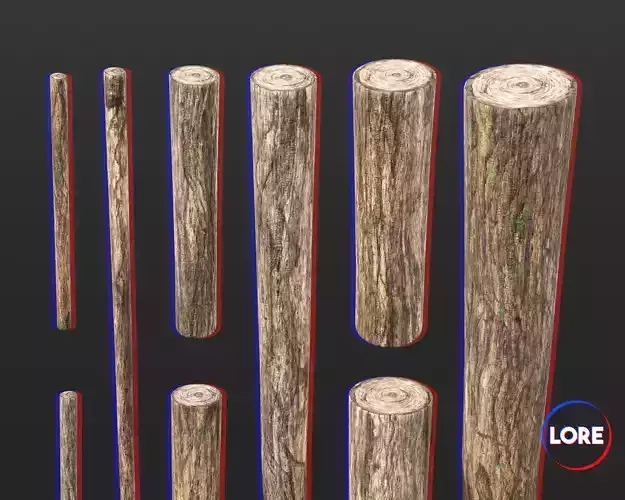 Medieval Essentials Logs Building Set Low-poly 3D model