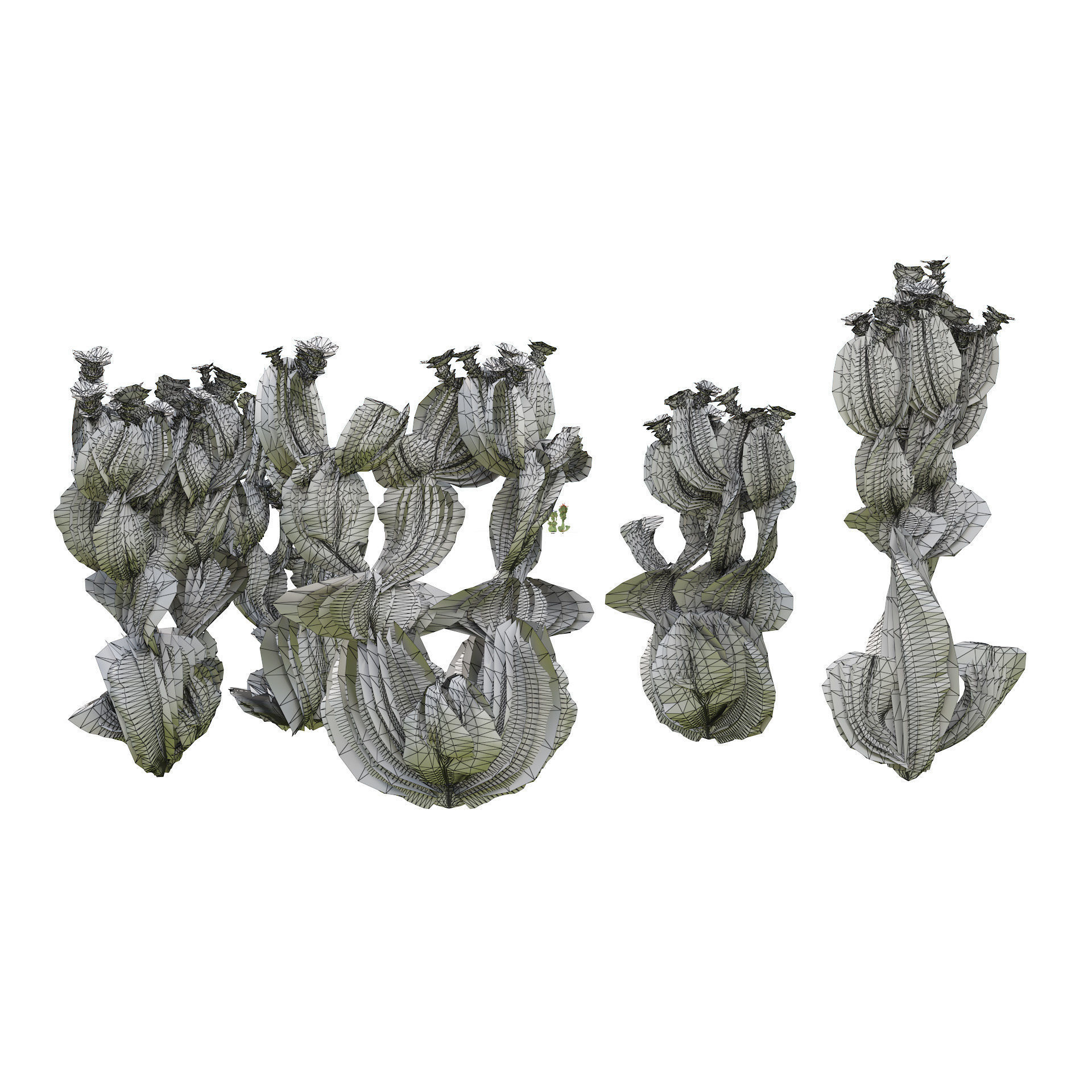Flowering Beavertail pricklypear cactus Low-poly 3D model_5
