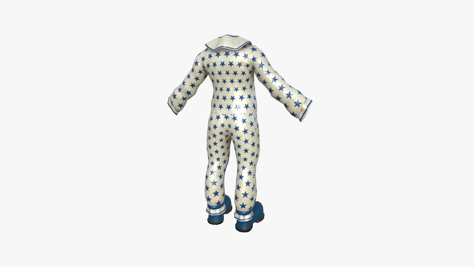 Clown Terror Outfit A04 White Blue - Character Design Low-poly 3D model_5