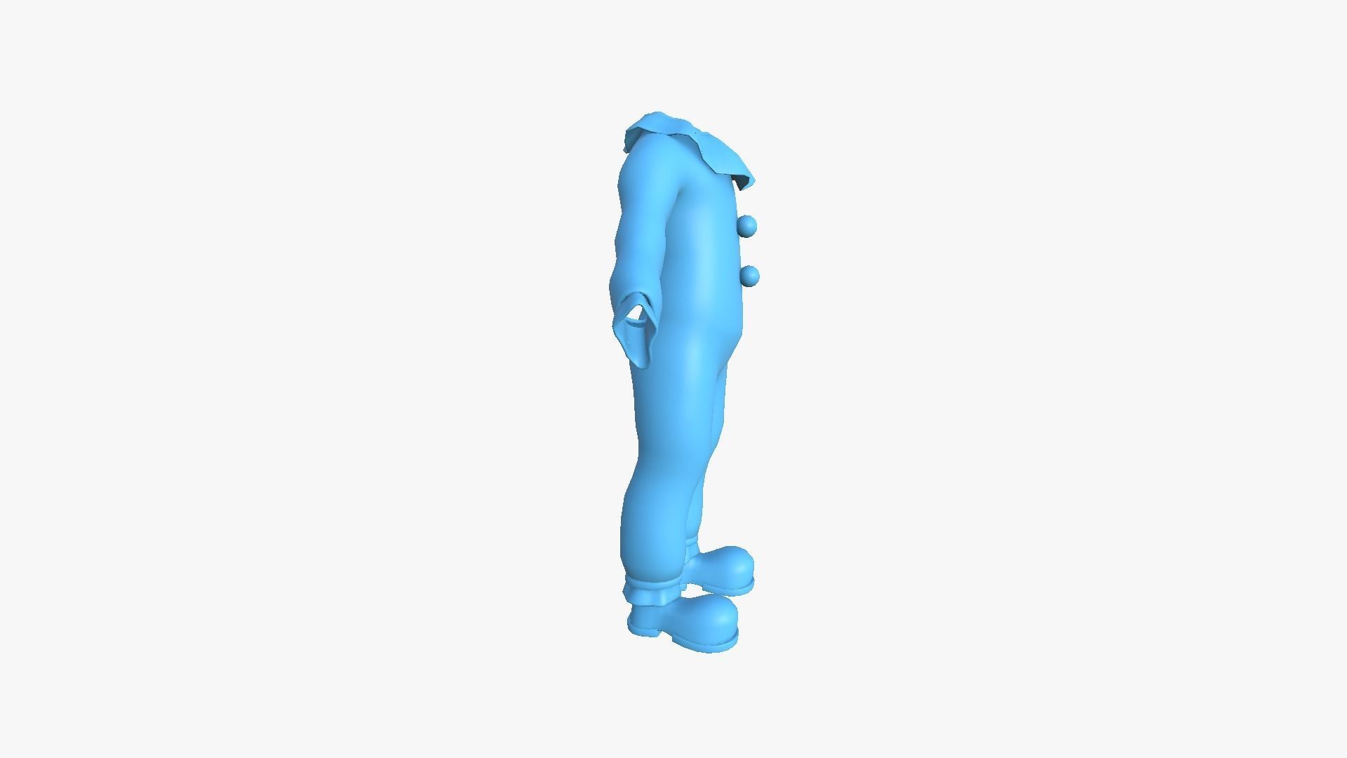 Clown Terror Outfit A04 White Blue - Character Design Low-poly 3D model_14