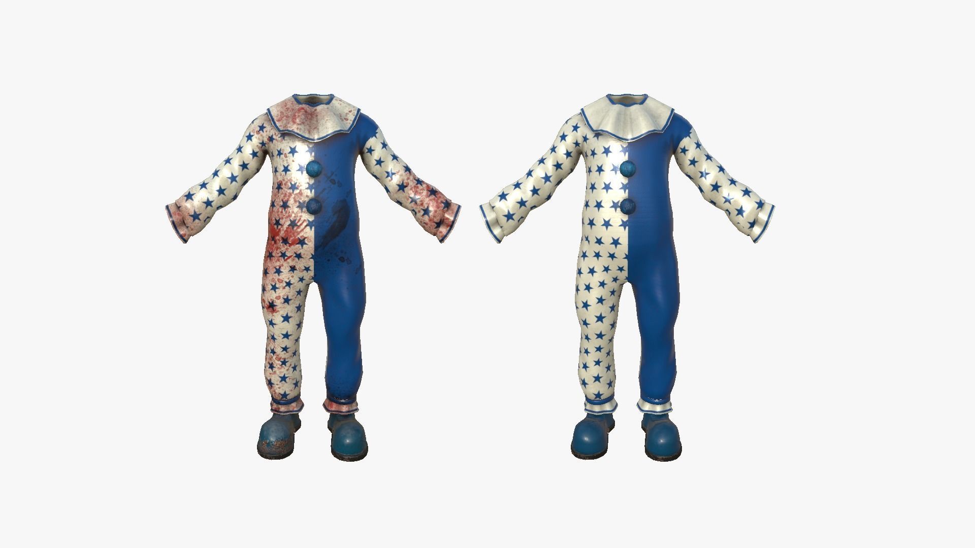 Clown Terror Outfit A04 White Blue - Character Design Low-poly 3D model_1