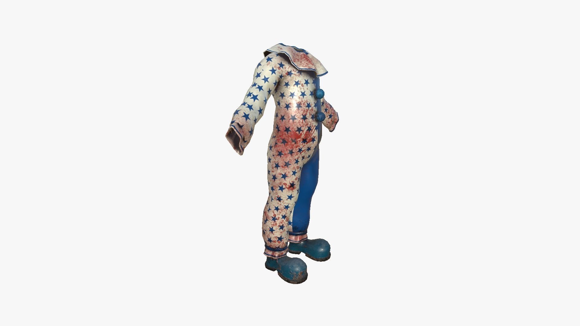 Clown Terror Outfit A04 White Blue - Character Design Low-poly 3D model_6