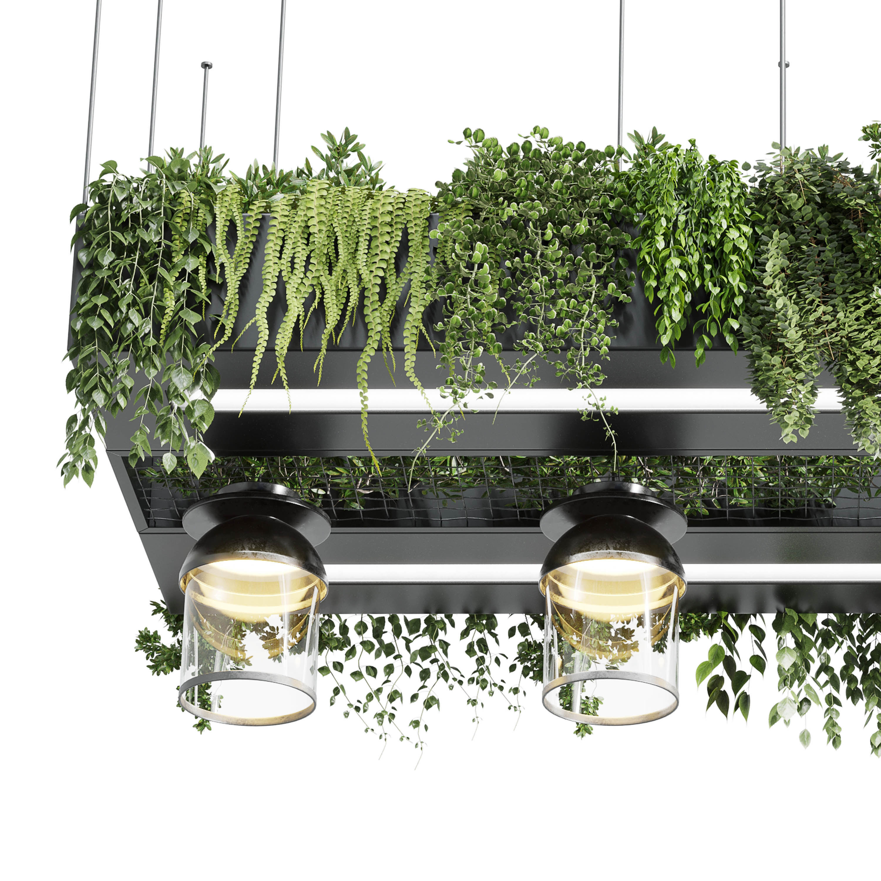 Rectangle pot light pendant - plant light hanging 14 Low-poly 3D model_4